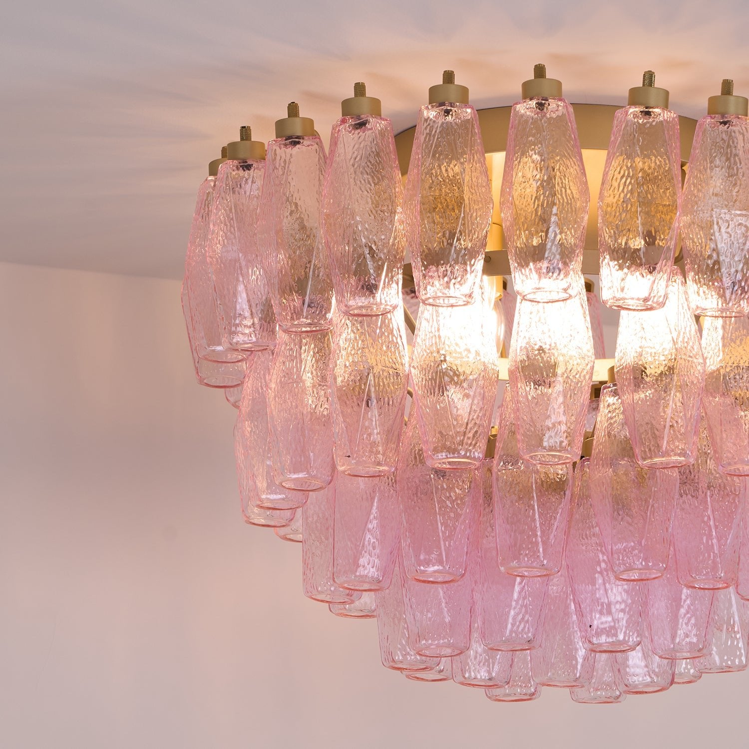 Poliedri Murano Pink Ceiling Light