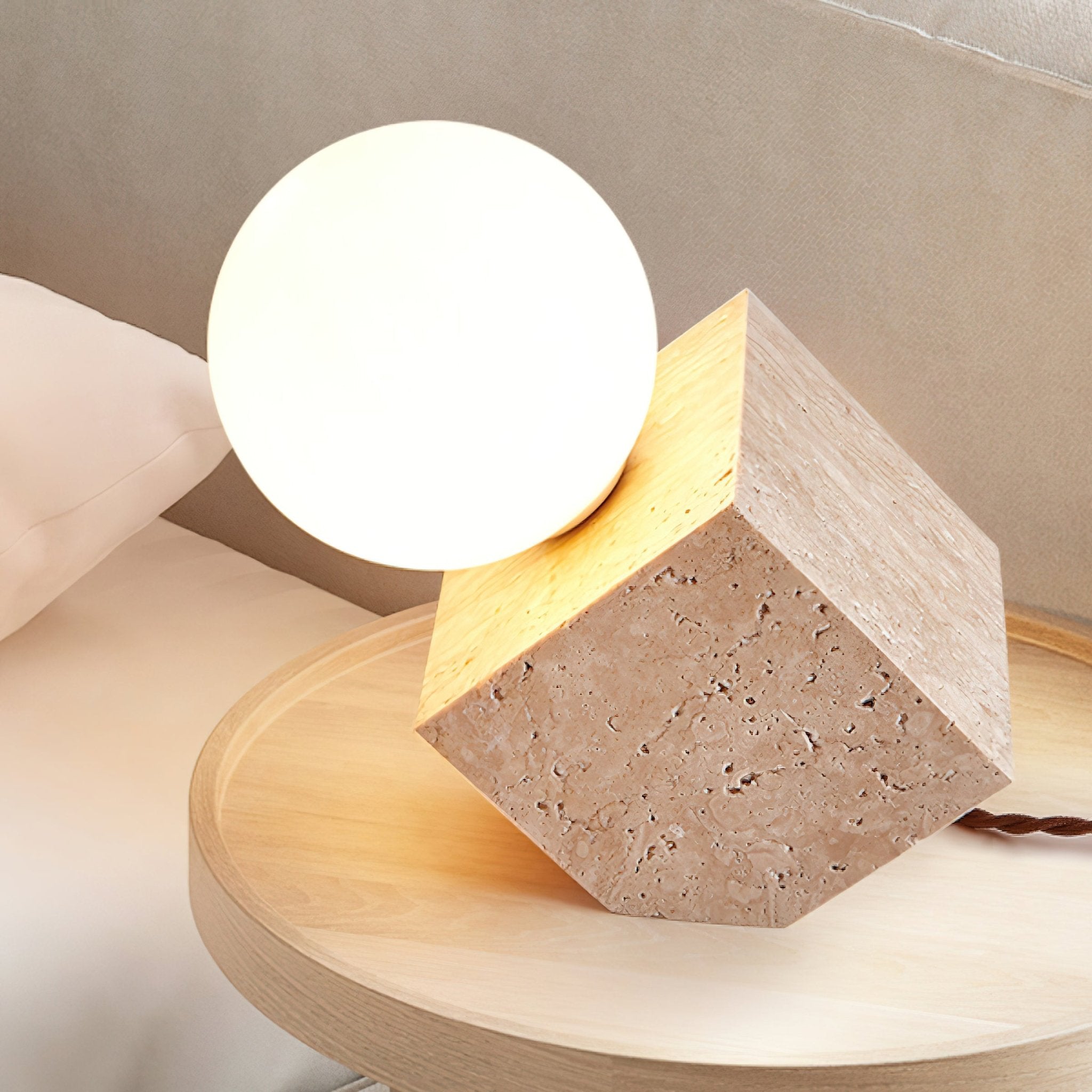 Cube Stone Table Lamp