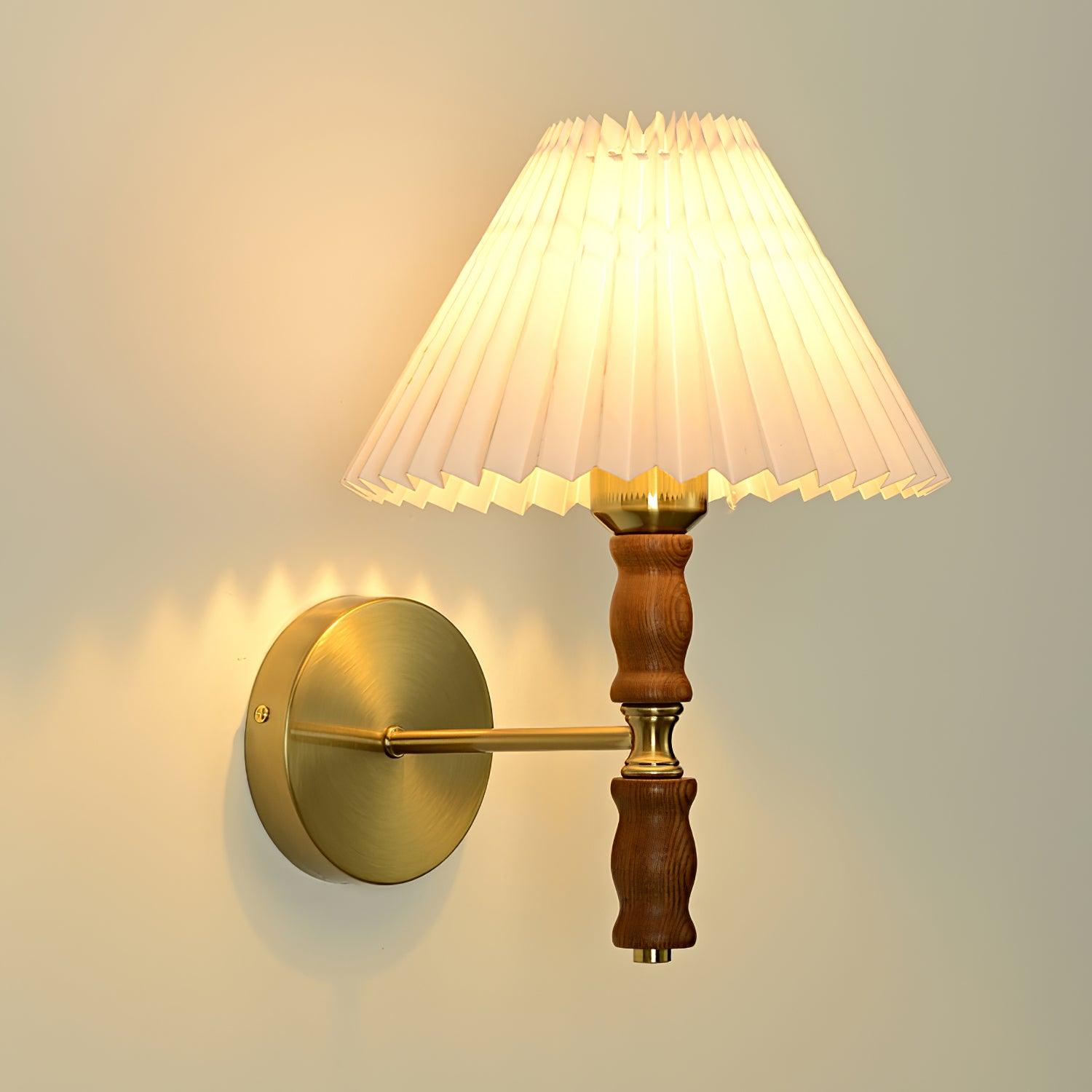 Pleated Walnut Wall Light