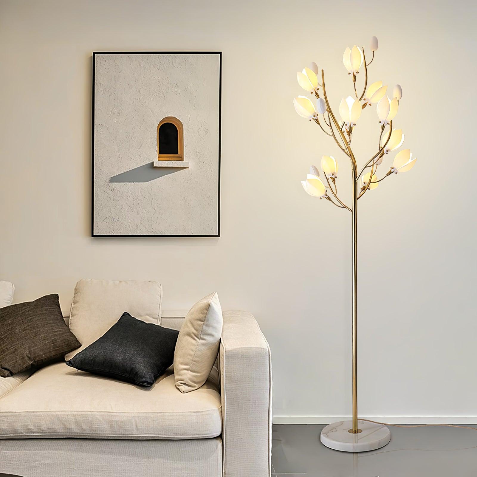 Porcelain Magnolia Floor Lamp