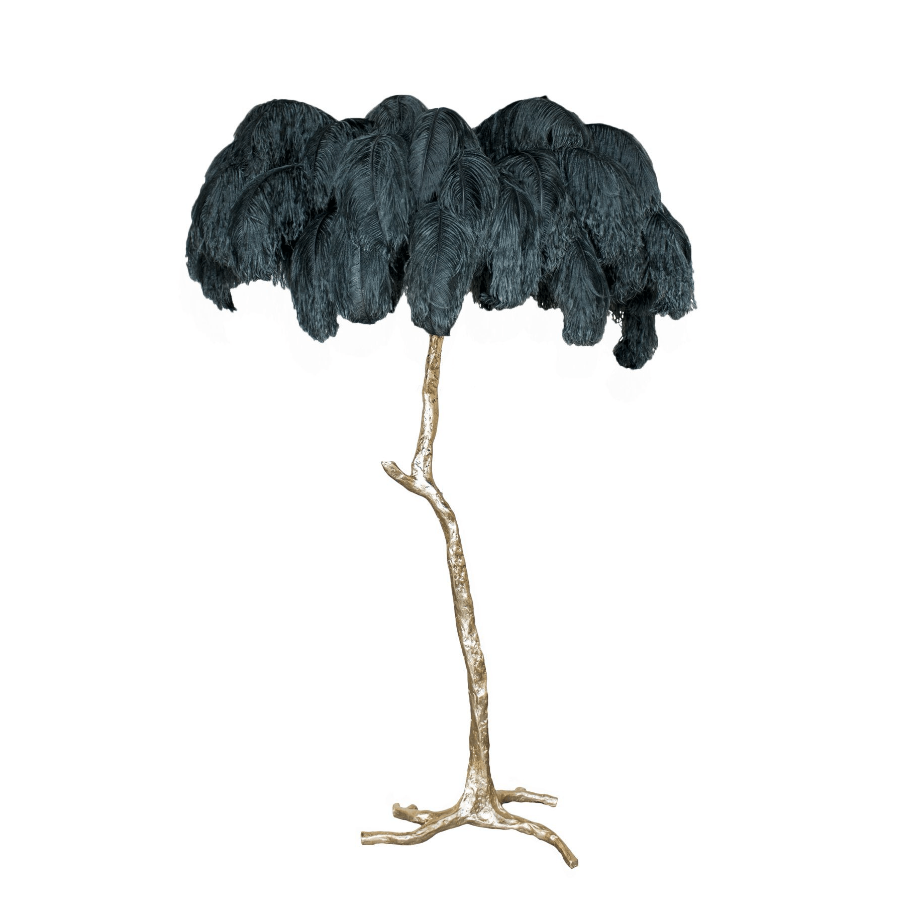 Ostrich Feather Brass Floor Lamp