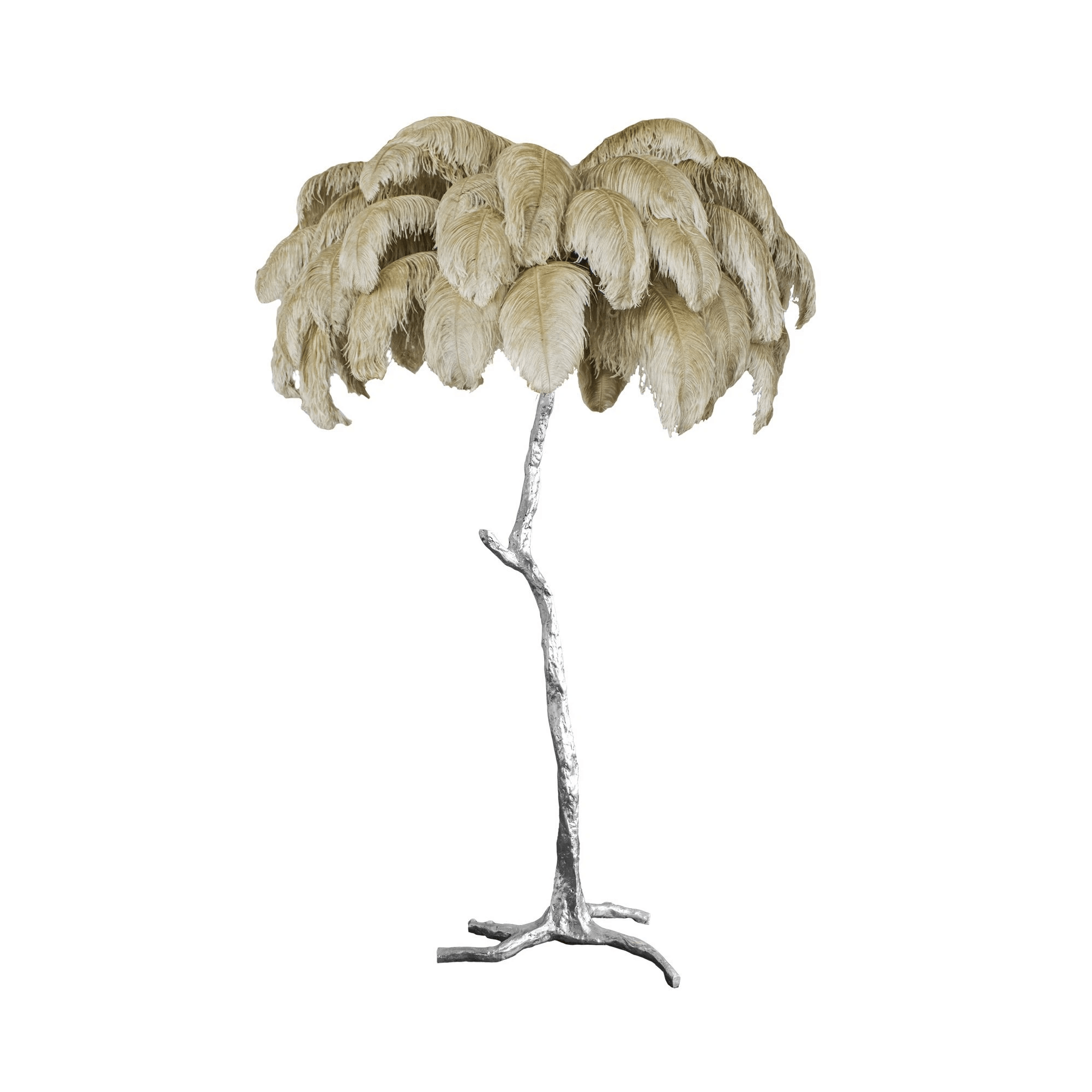 Ostrich Feather Brass Floor Lamp