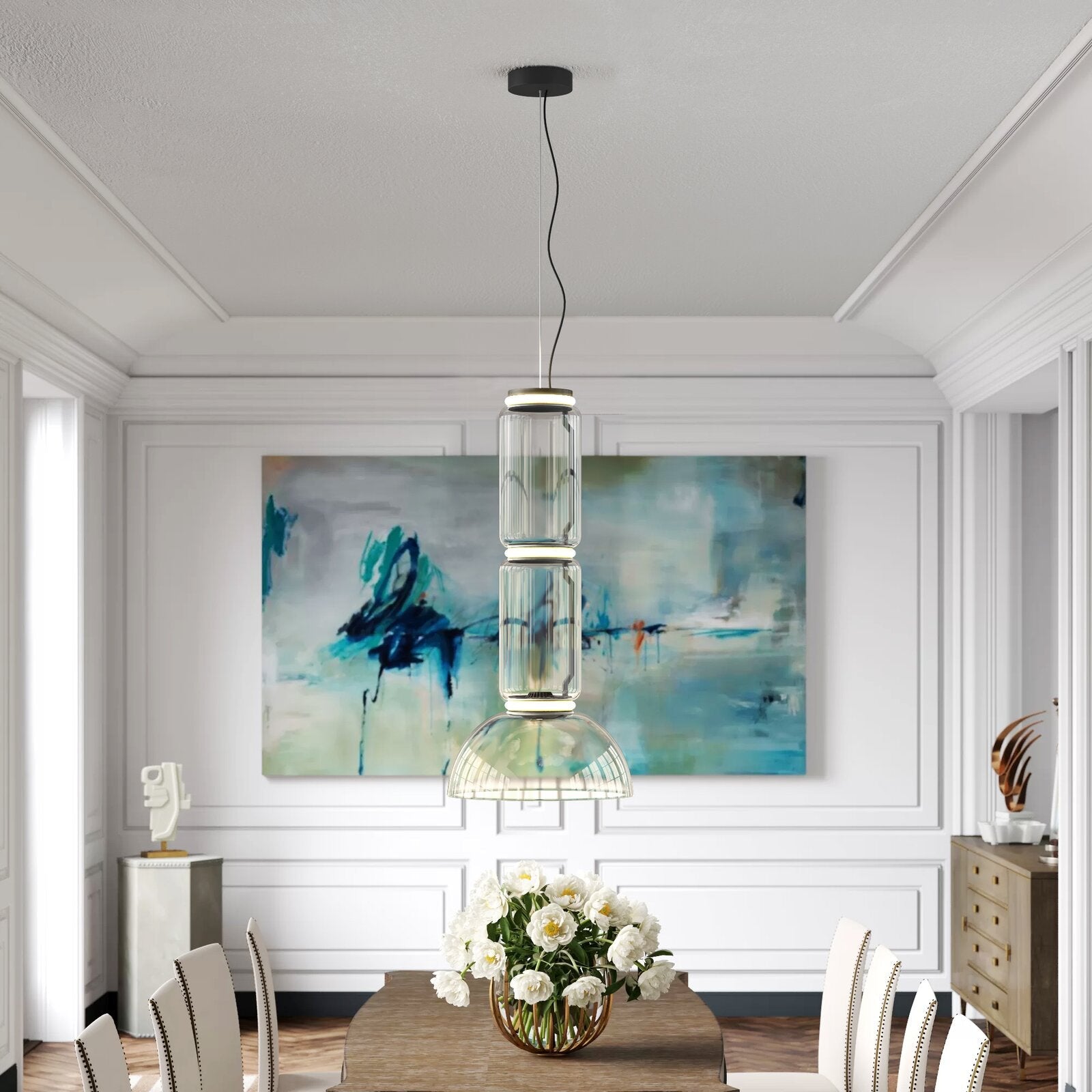 Cylindrical Glass Pendant Light