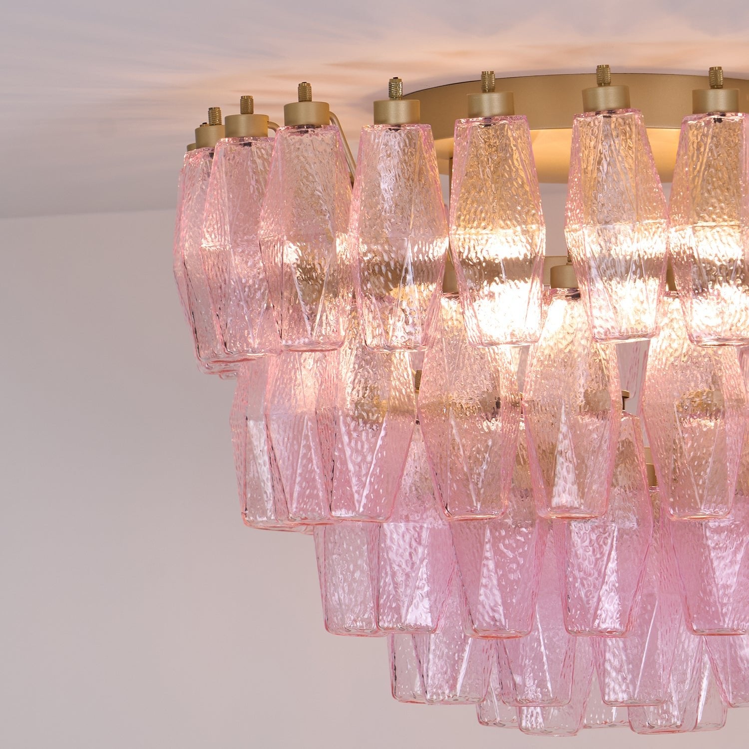 Poliedri Murano Pink Ceiling Light