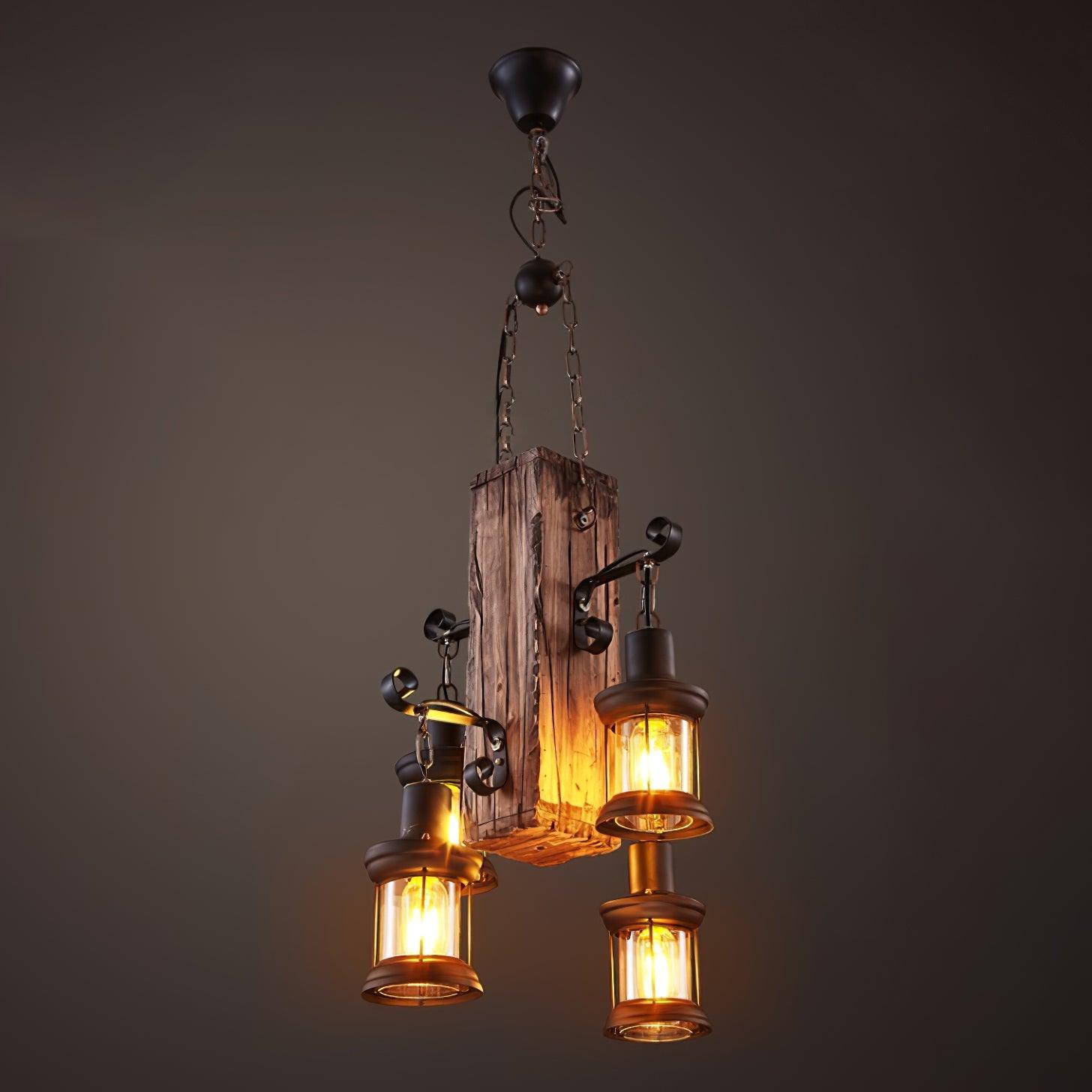 Nautical Industrial Style Wooden Chandelier