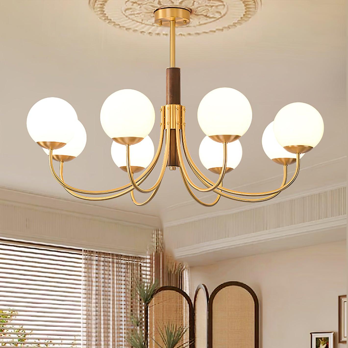 Midas Touch Walnut Sphere Chandelier