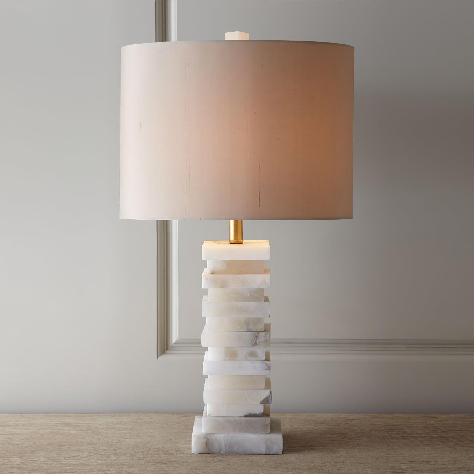 Stacked Alabaster Table Lamp