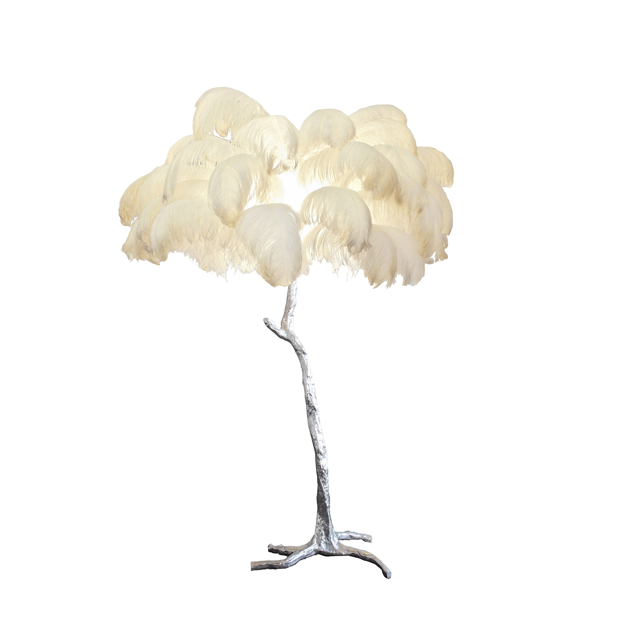 Ostrich Feather Brass Floor Lamp