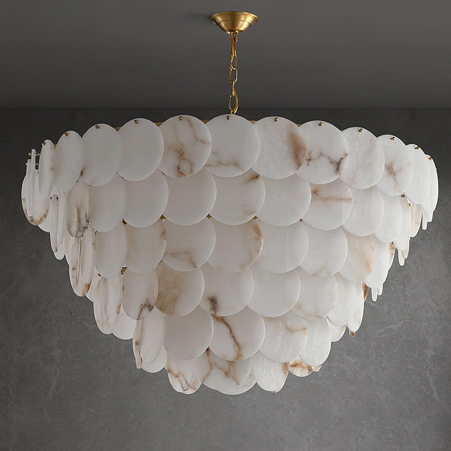 Alabaster Shell Brass Chandelier