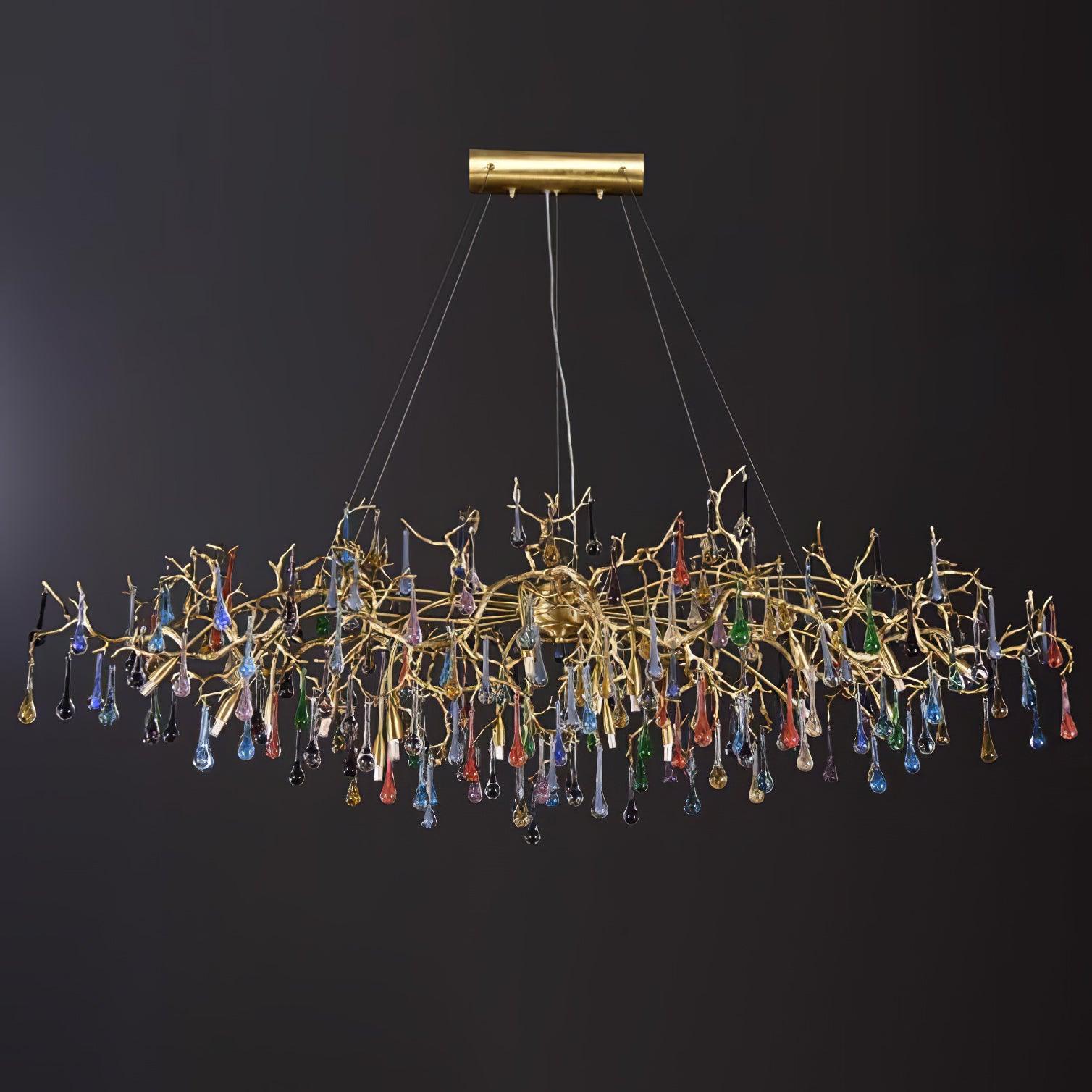 Colorful Raindrop Brass Branch Chandelier