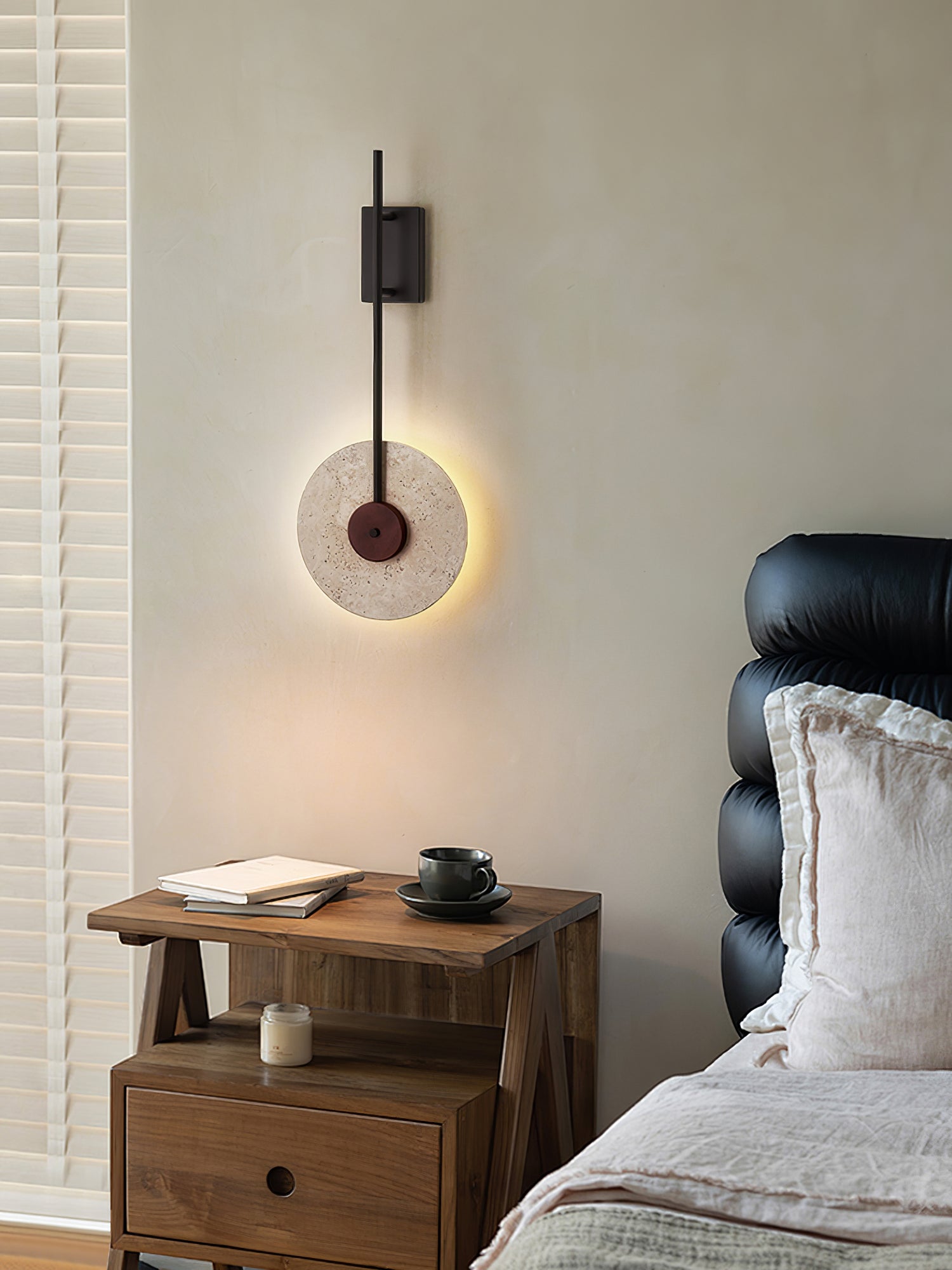 Disc Travertine Wall Lamp