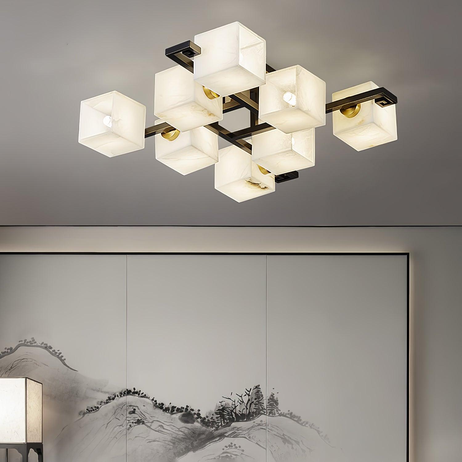 Cubist Alabaster Cluster Ceiling Lamp