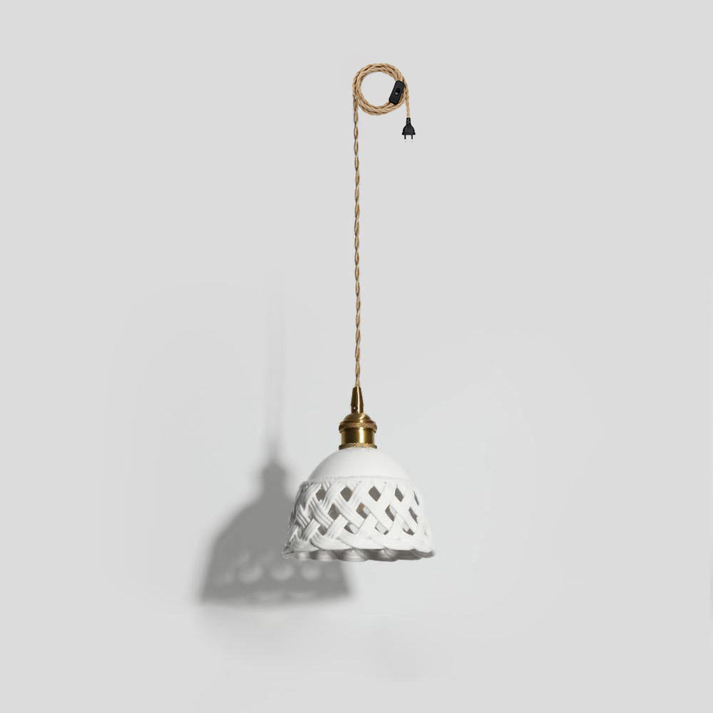 Openwork Ceramic Pendant Swag Light