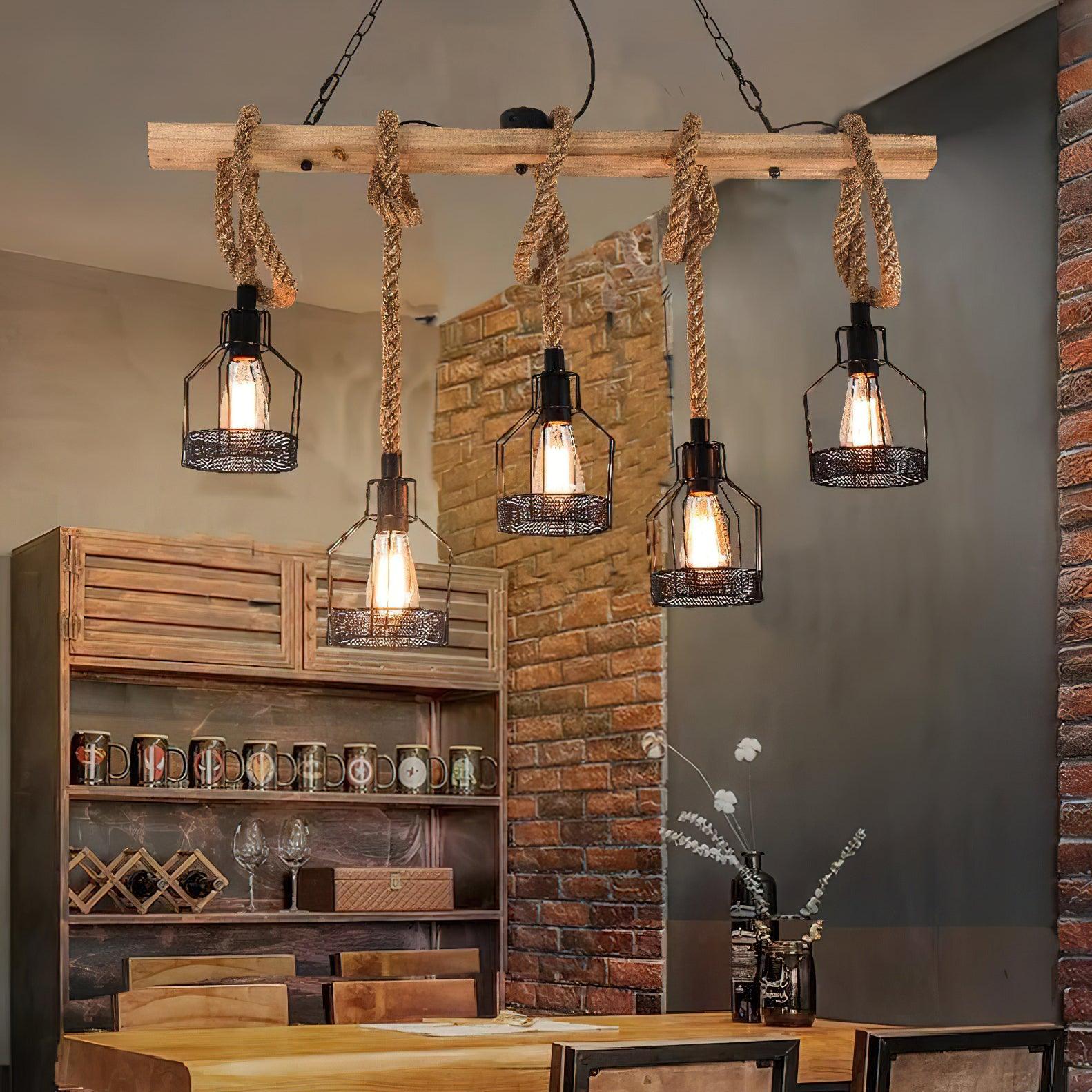 Hemp Rope Industrial Grenade Chandelier