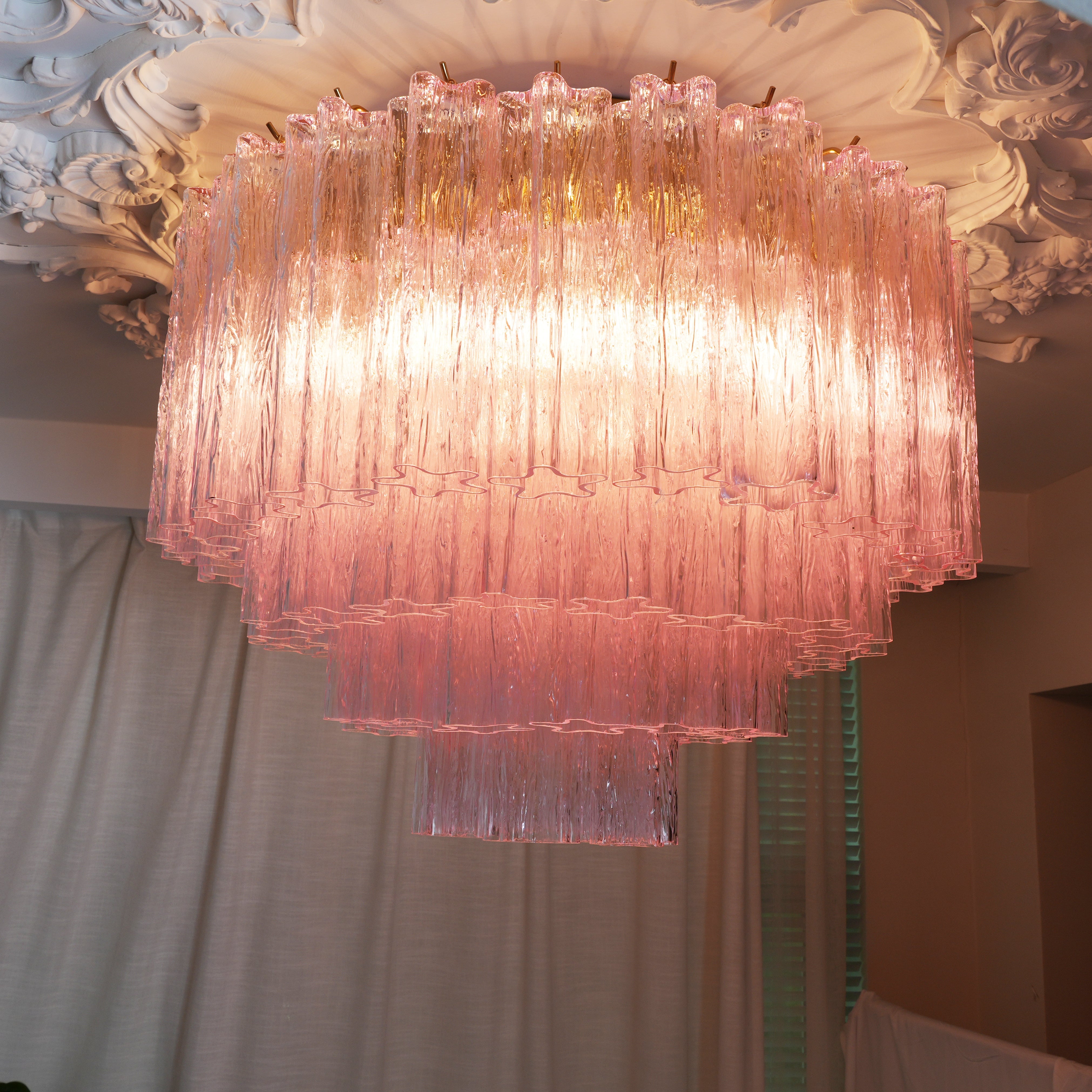 Murano Pink Glass Ceiling Light