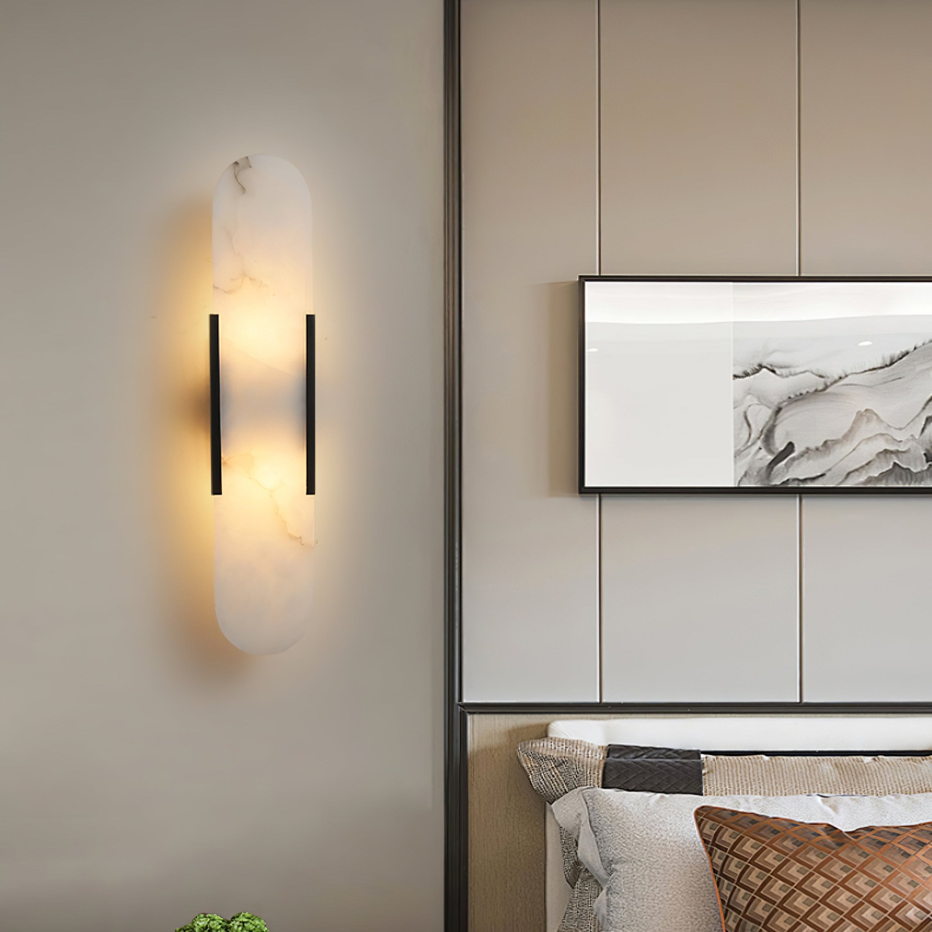 Melange Elongated Alabaster Wall Lamp