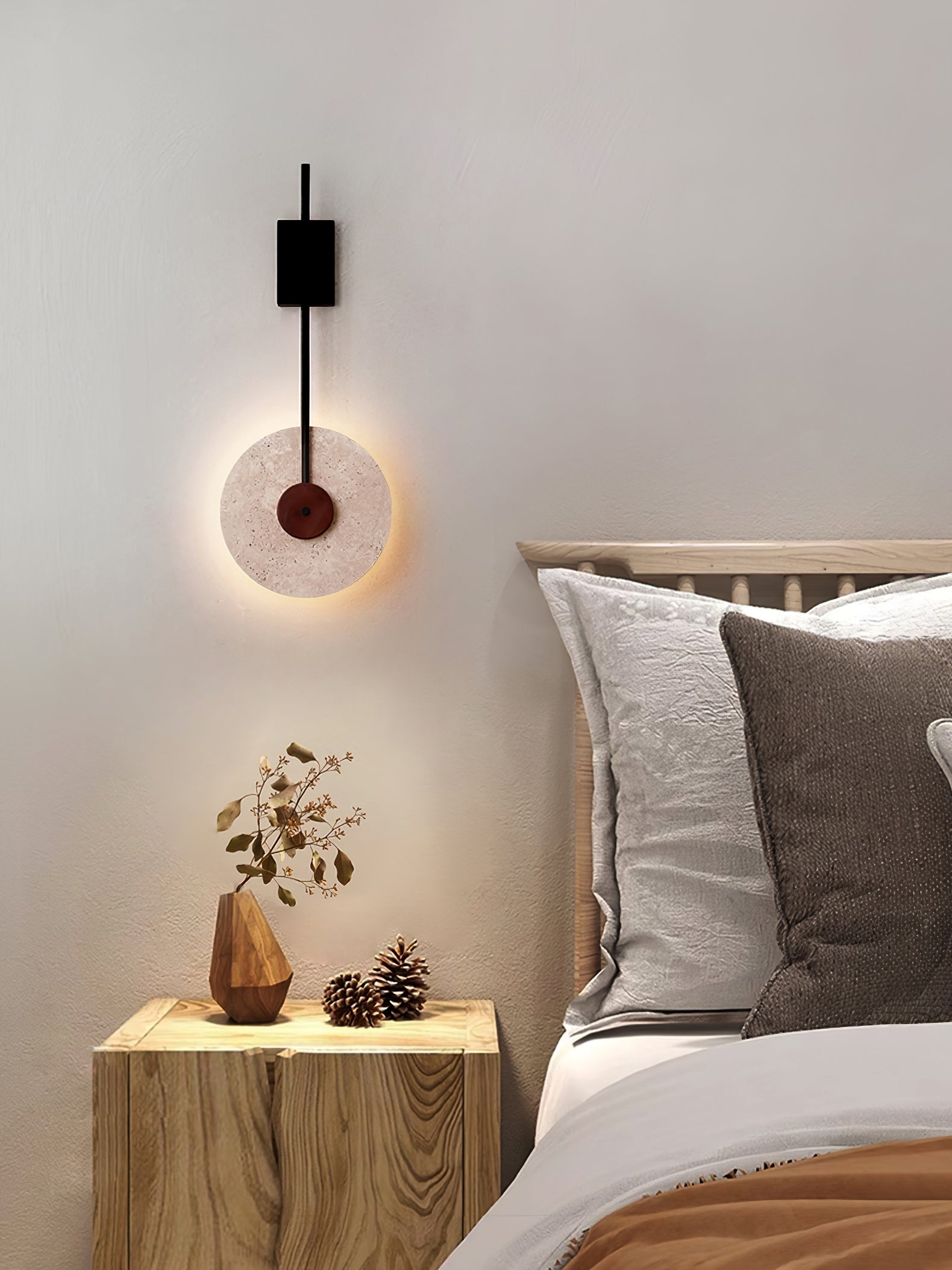 Disc Travertine Wall Lamp