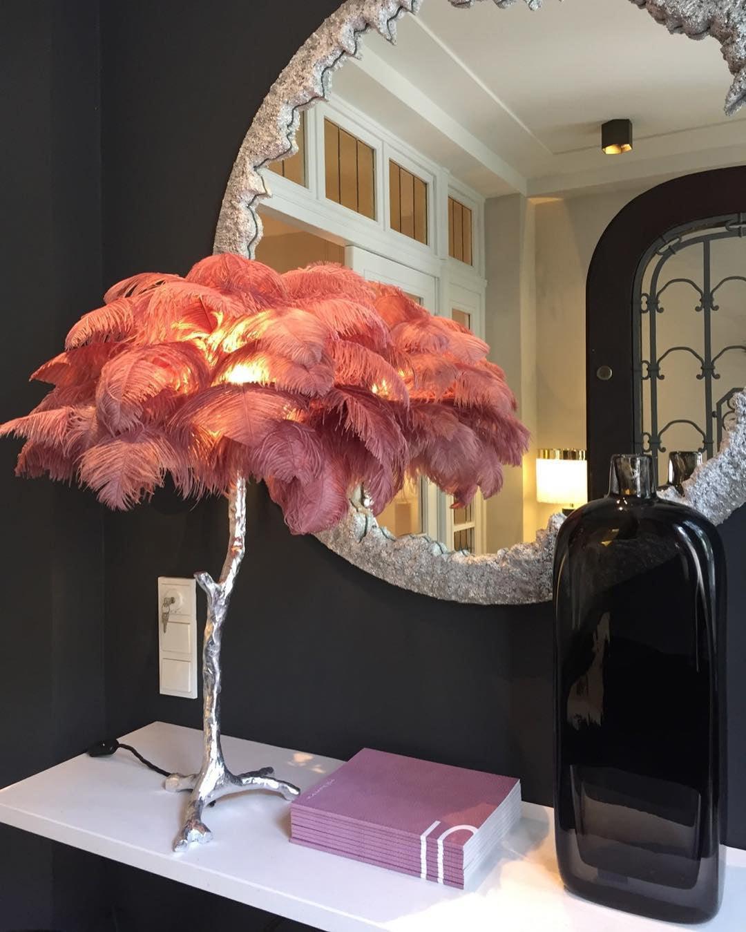 Ostrich Feather Table Lamp