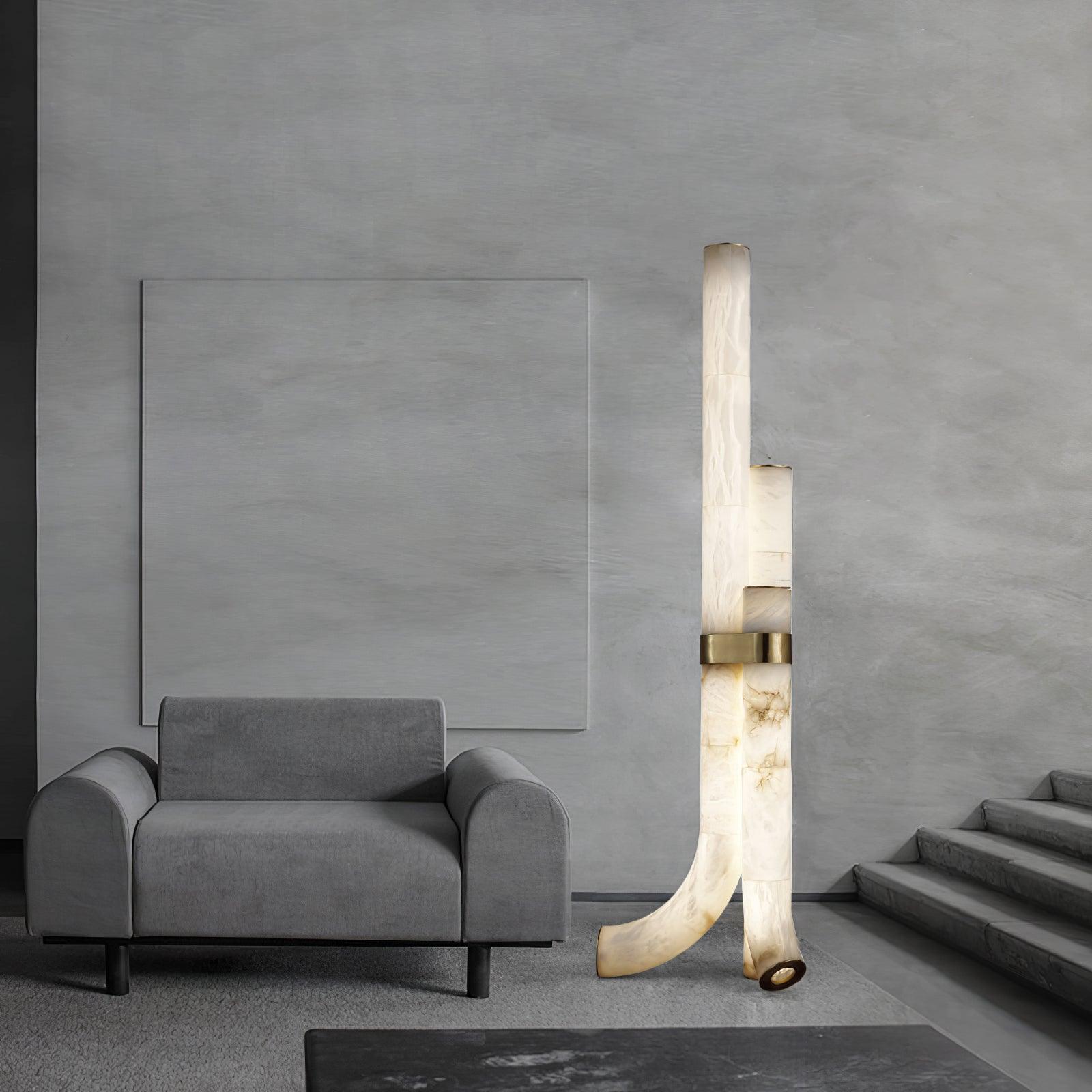 Piped Alabaster Floor Lamp