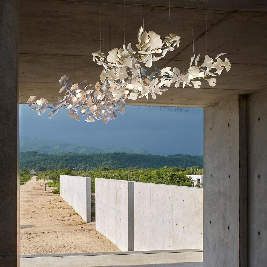 Gold White Leaves Combination Gingko Chandeliers