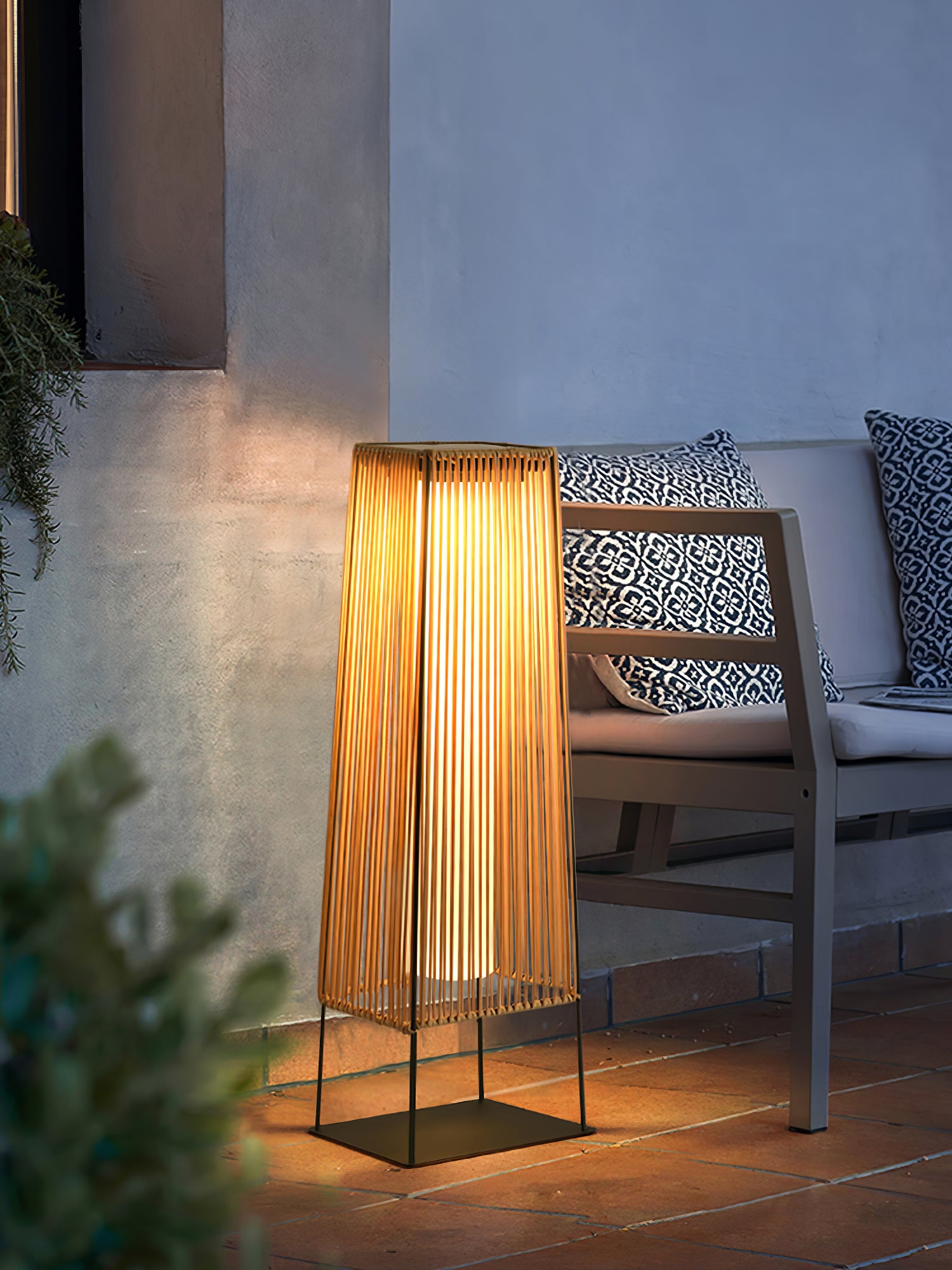 Plastic Rattan Outdoor Post Light