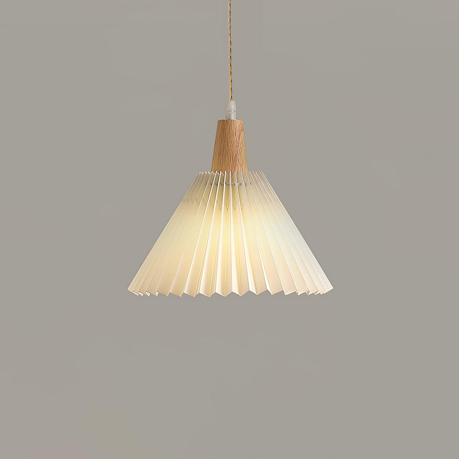 Pleated Wooden Pendant Light