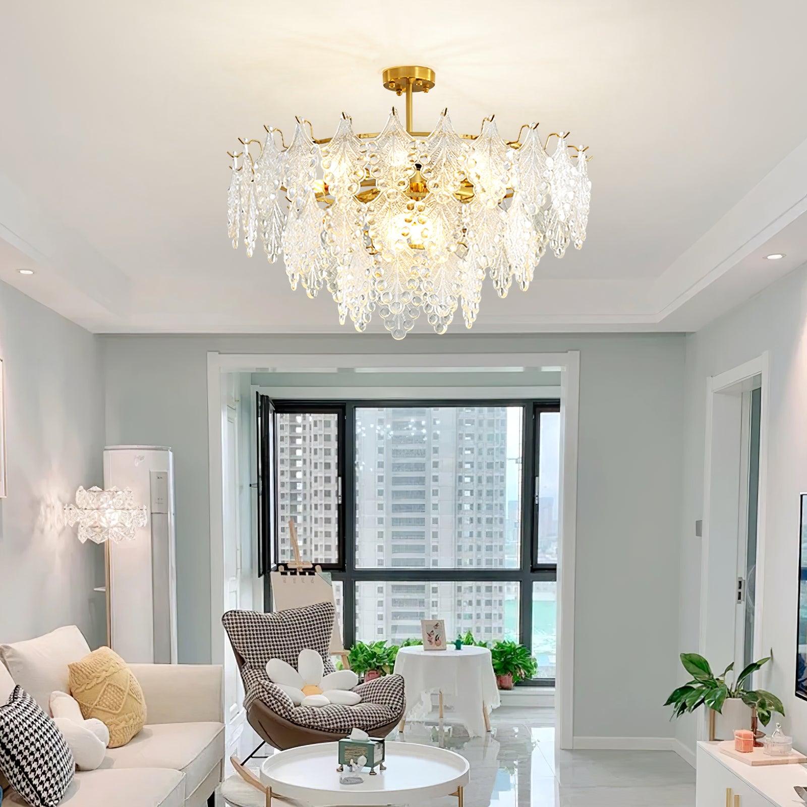 Tiered Carved Glass Chandelier