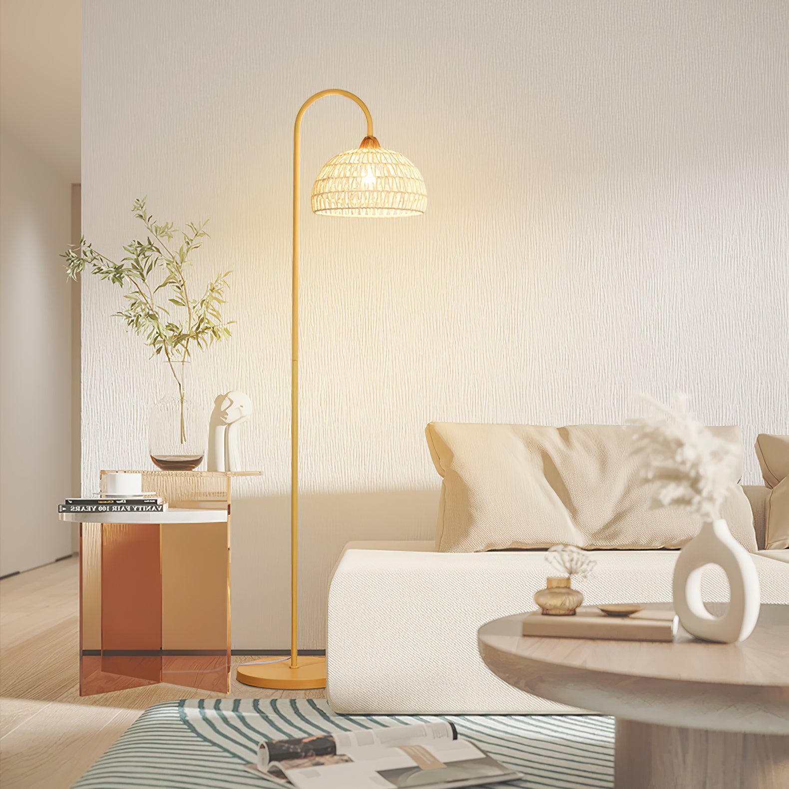 Rattan Arch Floor Lamp