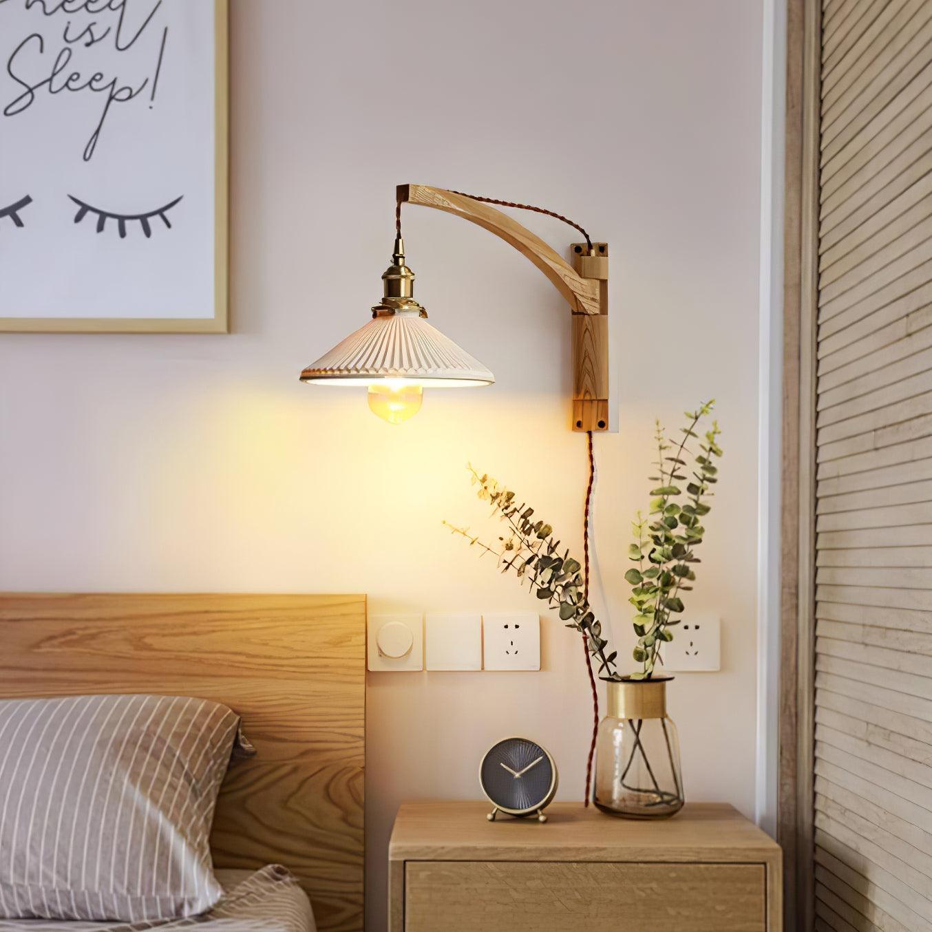 Walnut Swing Arm Wall Lamp