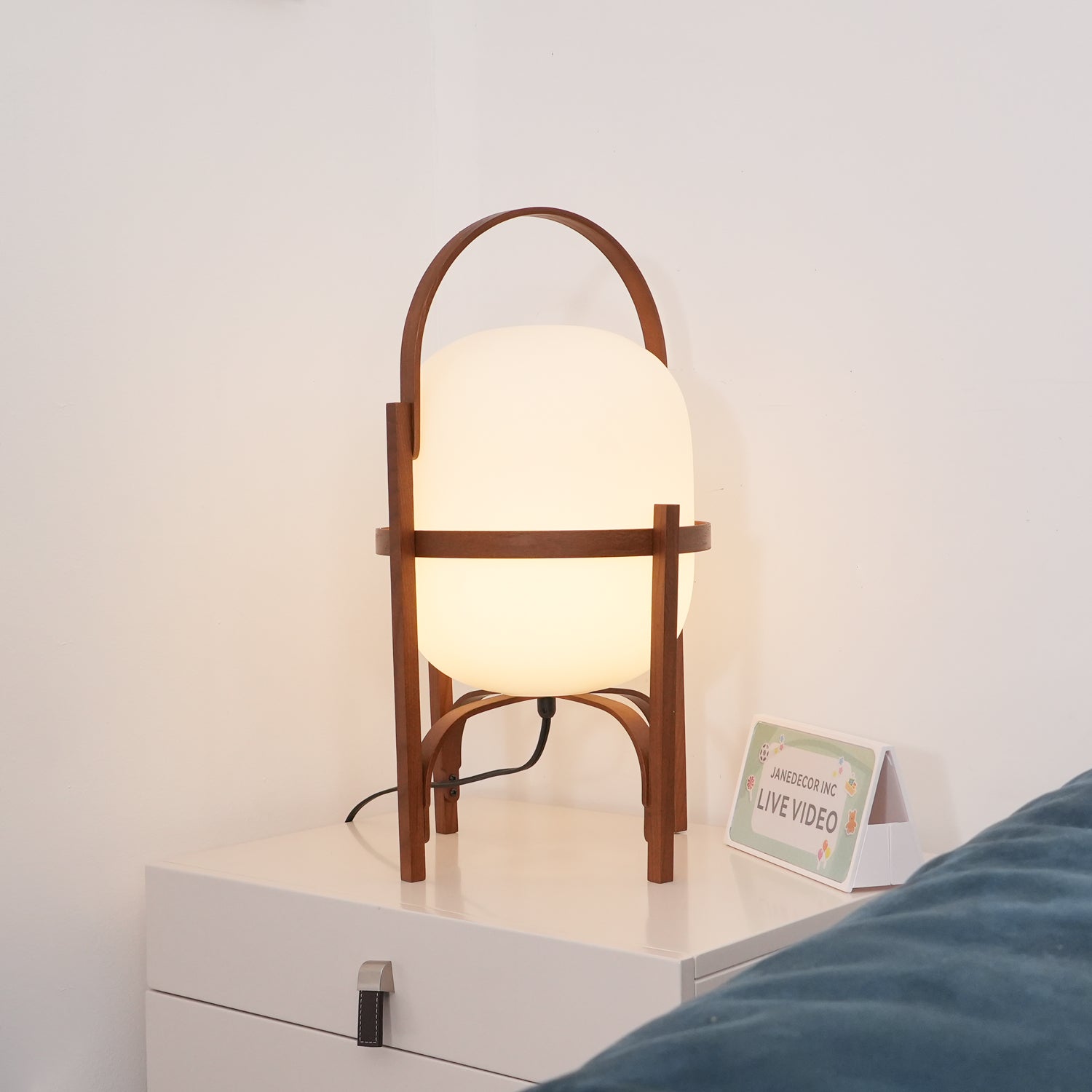 Portable Lantern Glass Table Lamp