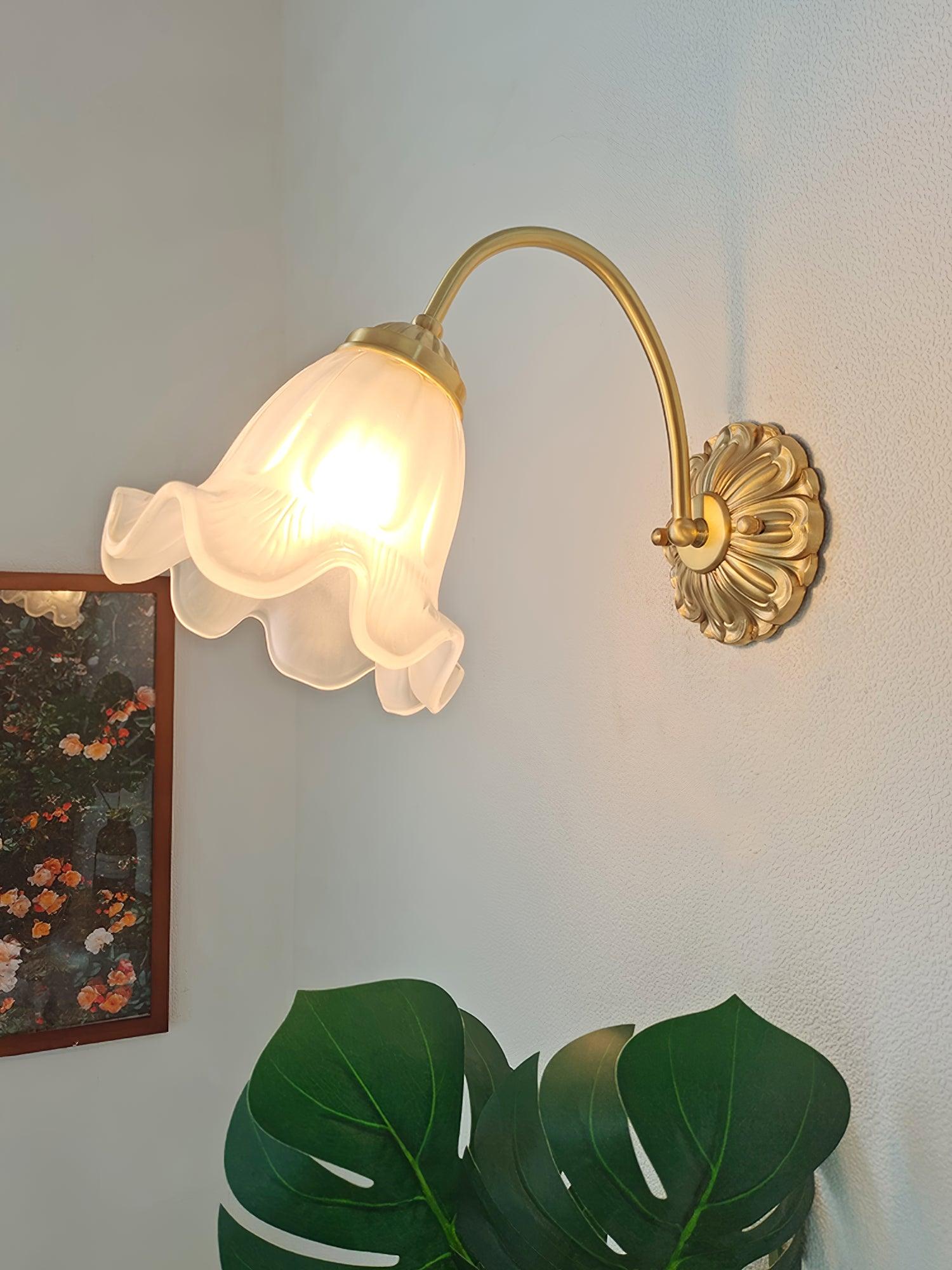 Brass Floral Glass Sconce