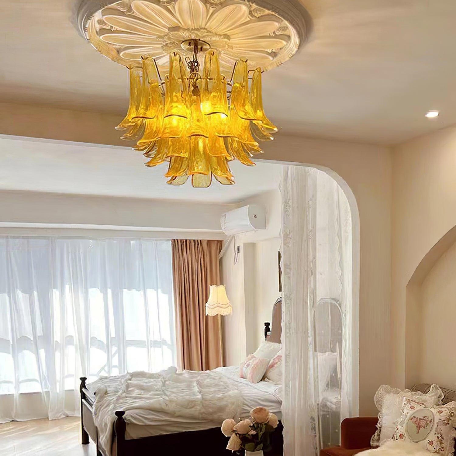 Glass Leaf Cascade Chandelier