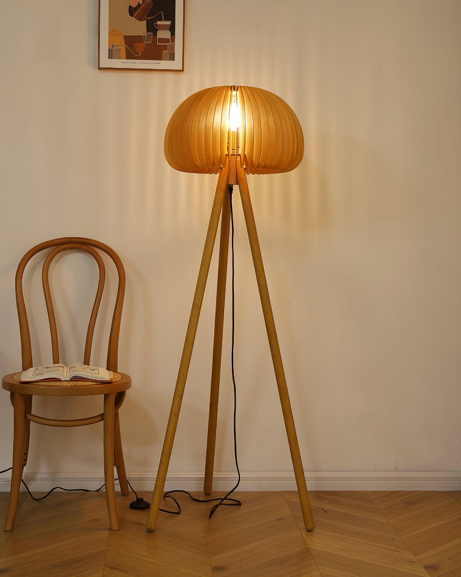 Wooden Pumpkin Floor Lamp