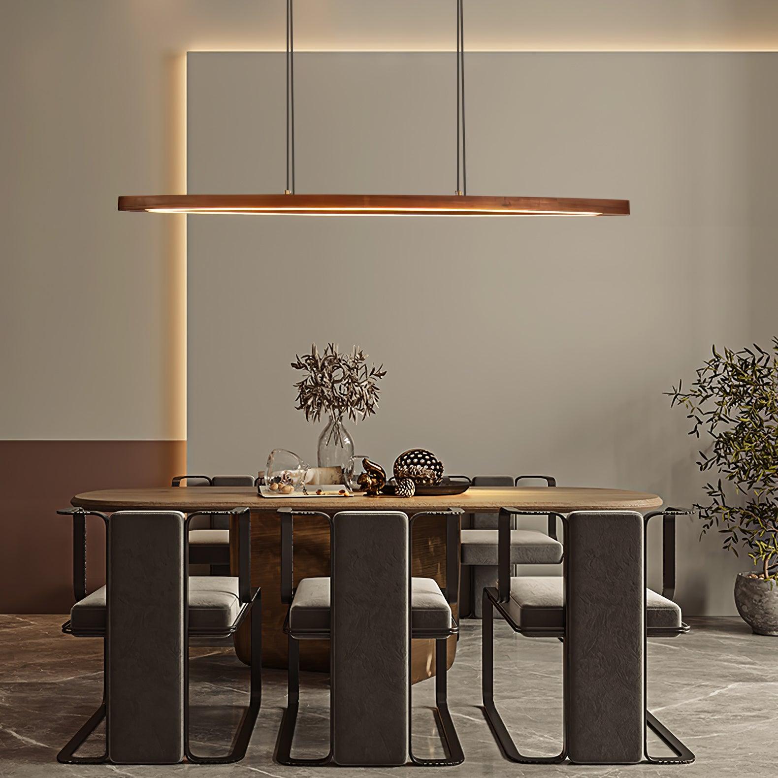 Walnut Arc Linear Pendant Lamp