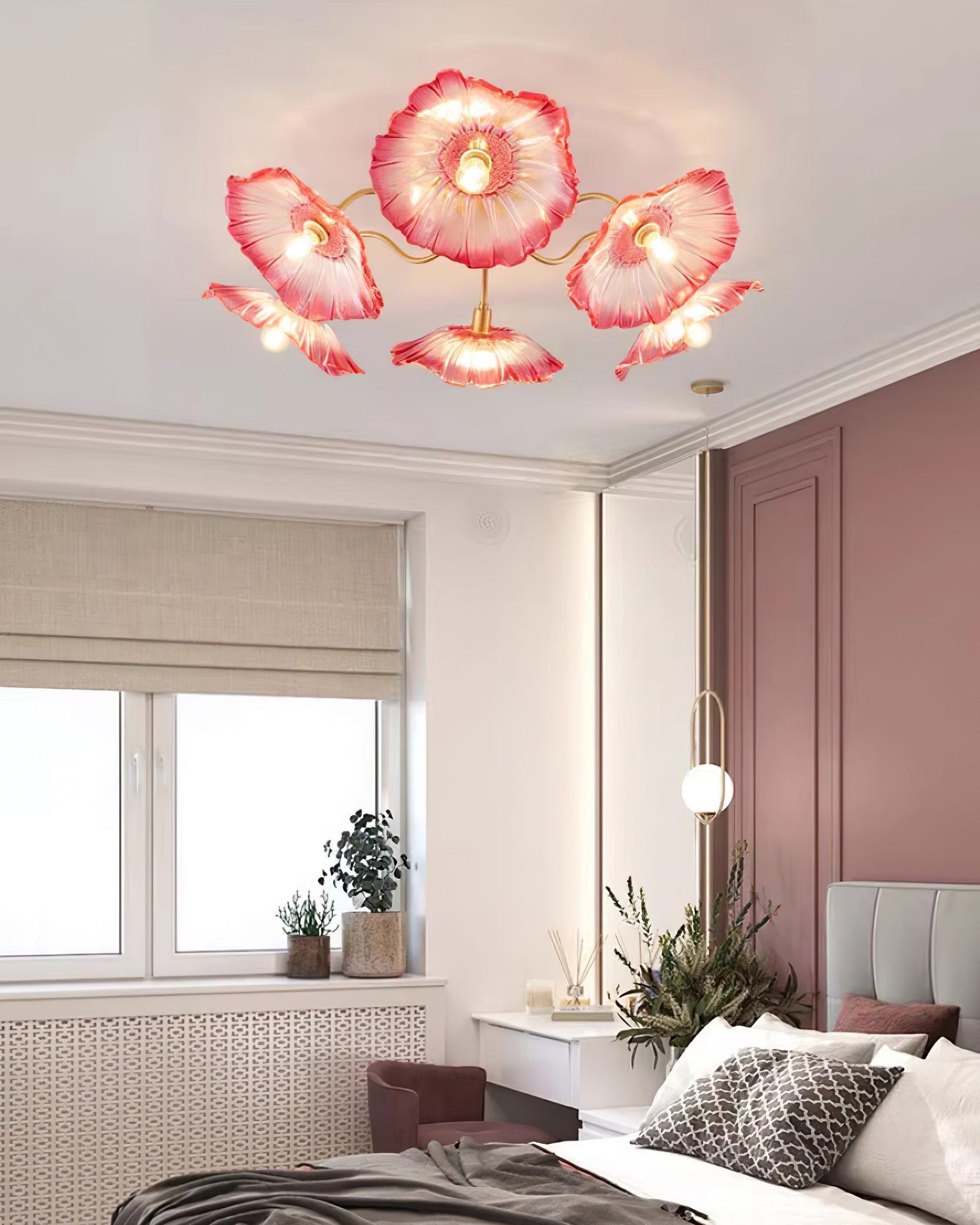 Lotus Leaf Glass Ceiling Lamp