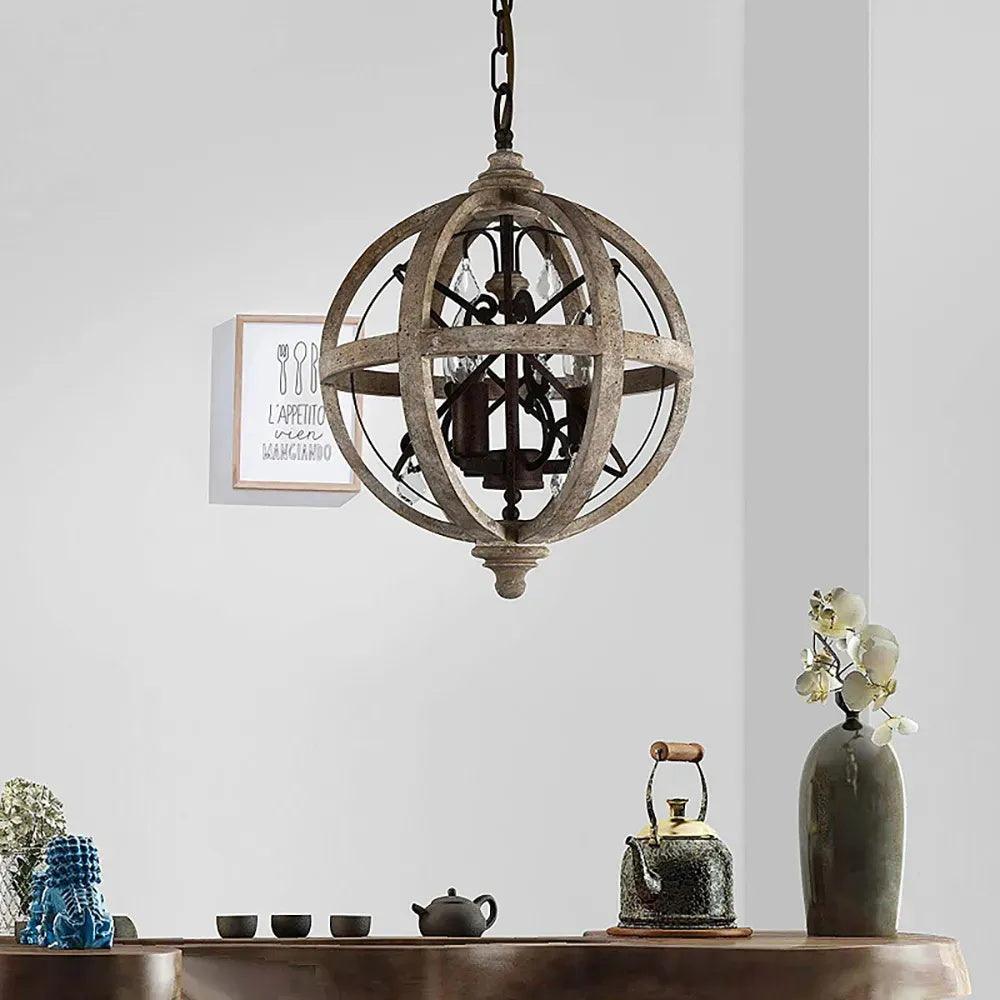 Retro Globe Weathered Chandelier