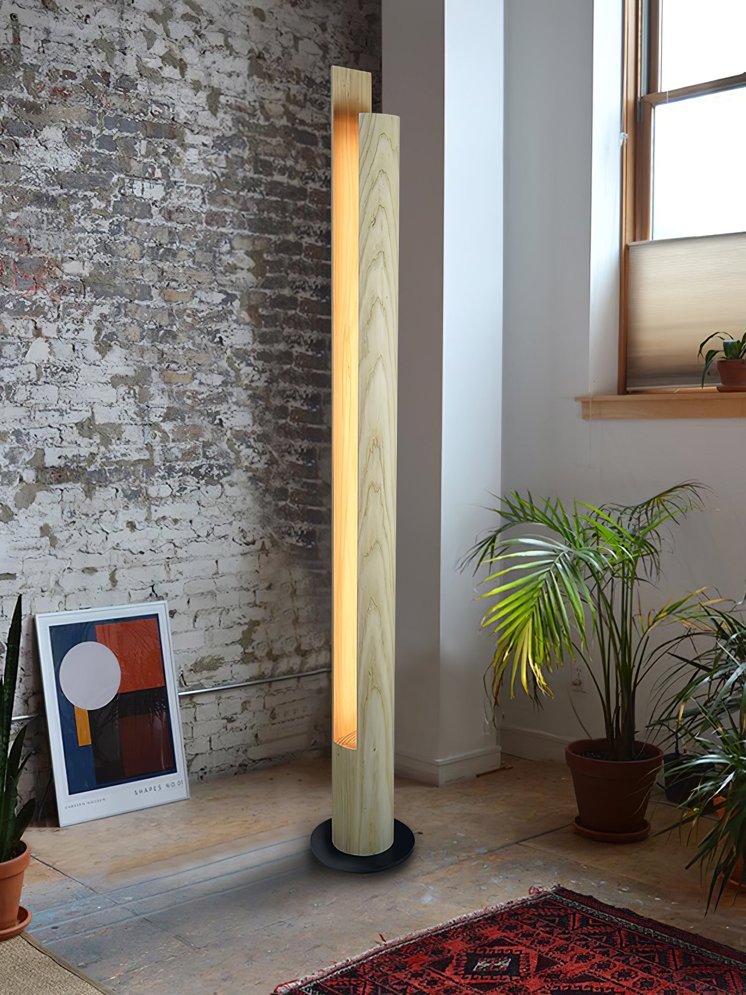 Cylindrical Timber Column Floor Lamp