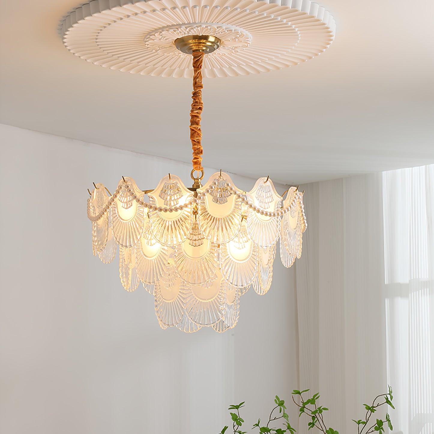 Pearl Glass Shell Chandelier