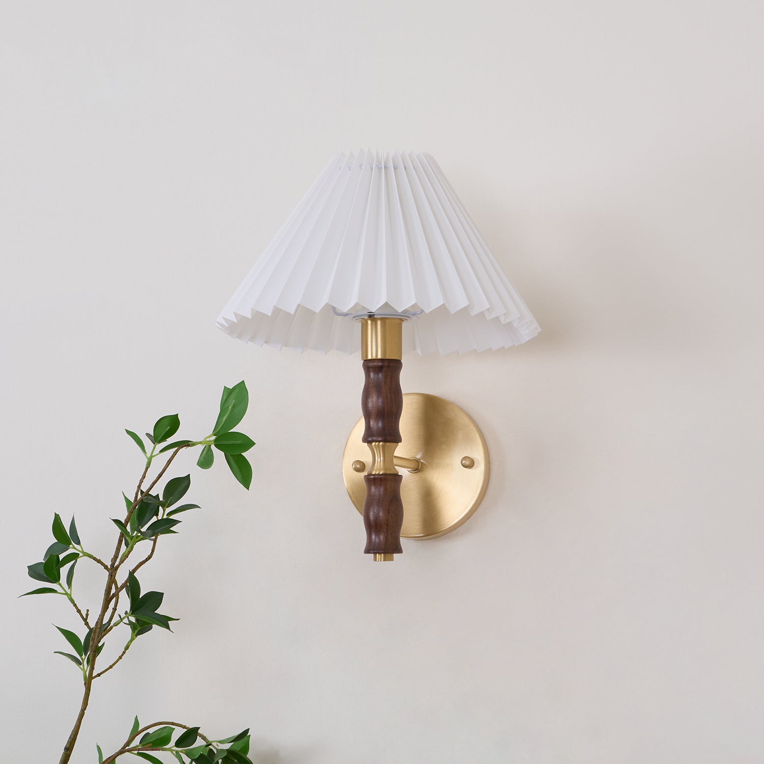 Pleated Walnut Wall Light