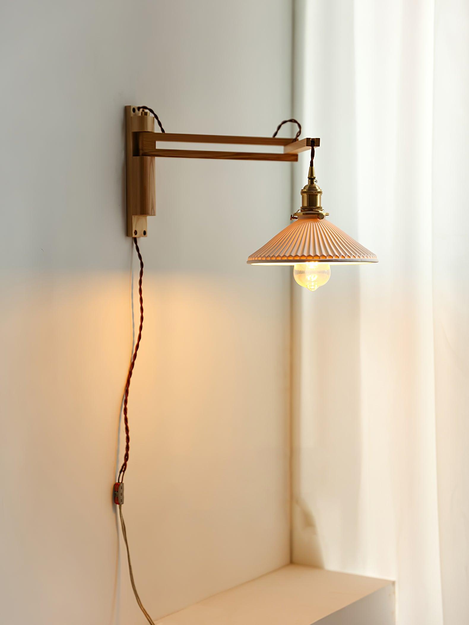 Walnut Swing Arm Wall Lamp