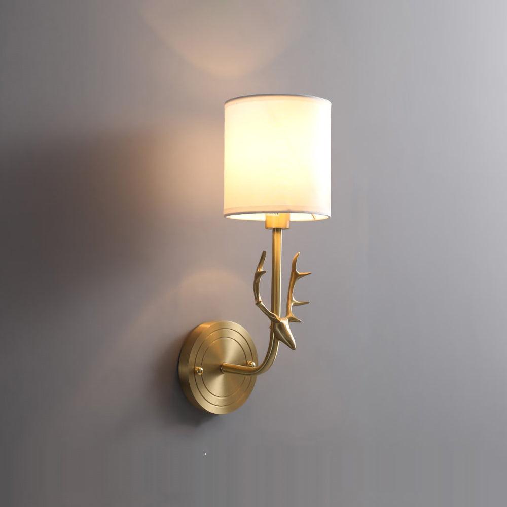 Brass Deer Head Wall Light