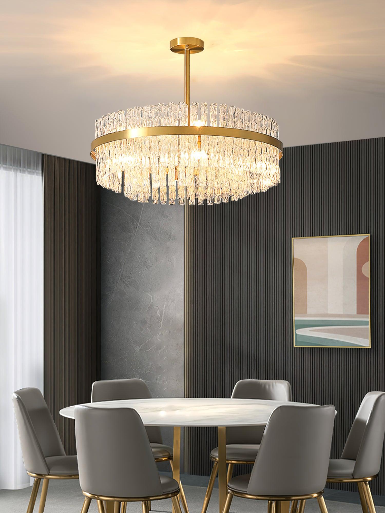 Gold & Clear Rod Chandelier