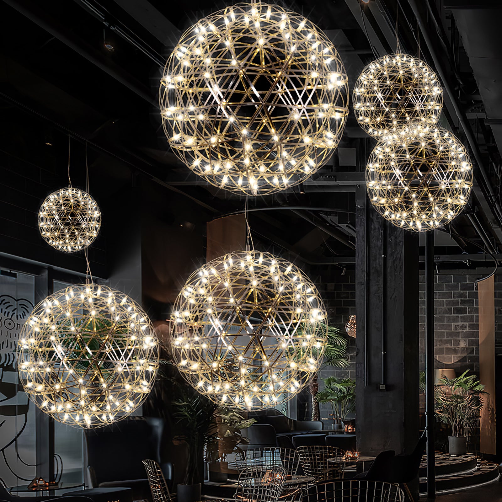 Silver Spark Ball Pendant Light