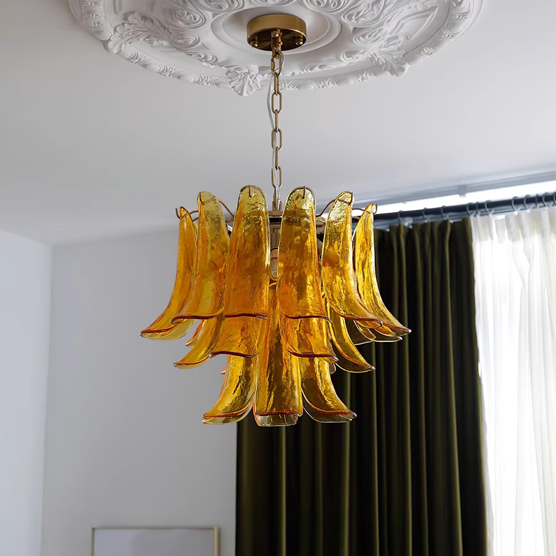 Glass Leaf Cascade Chandelier