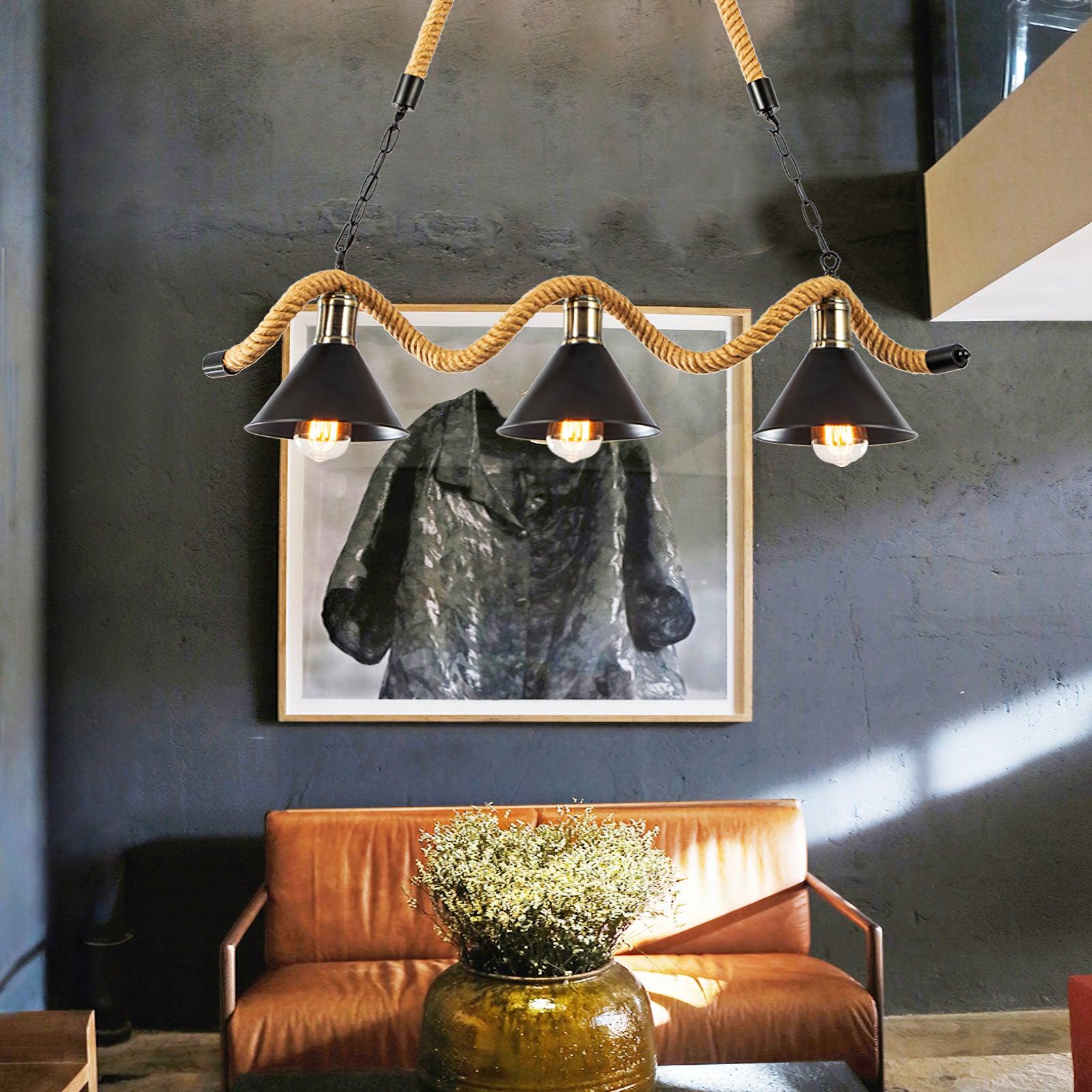 Hemp Rope Industrial Wave Chandelier