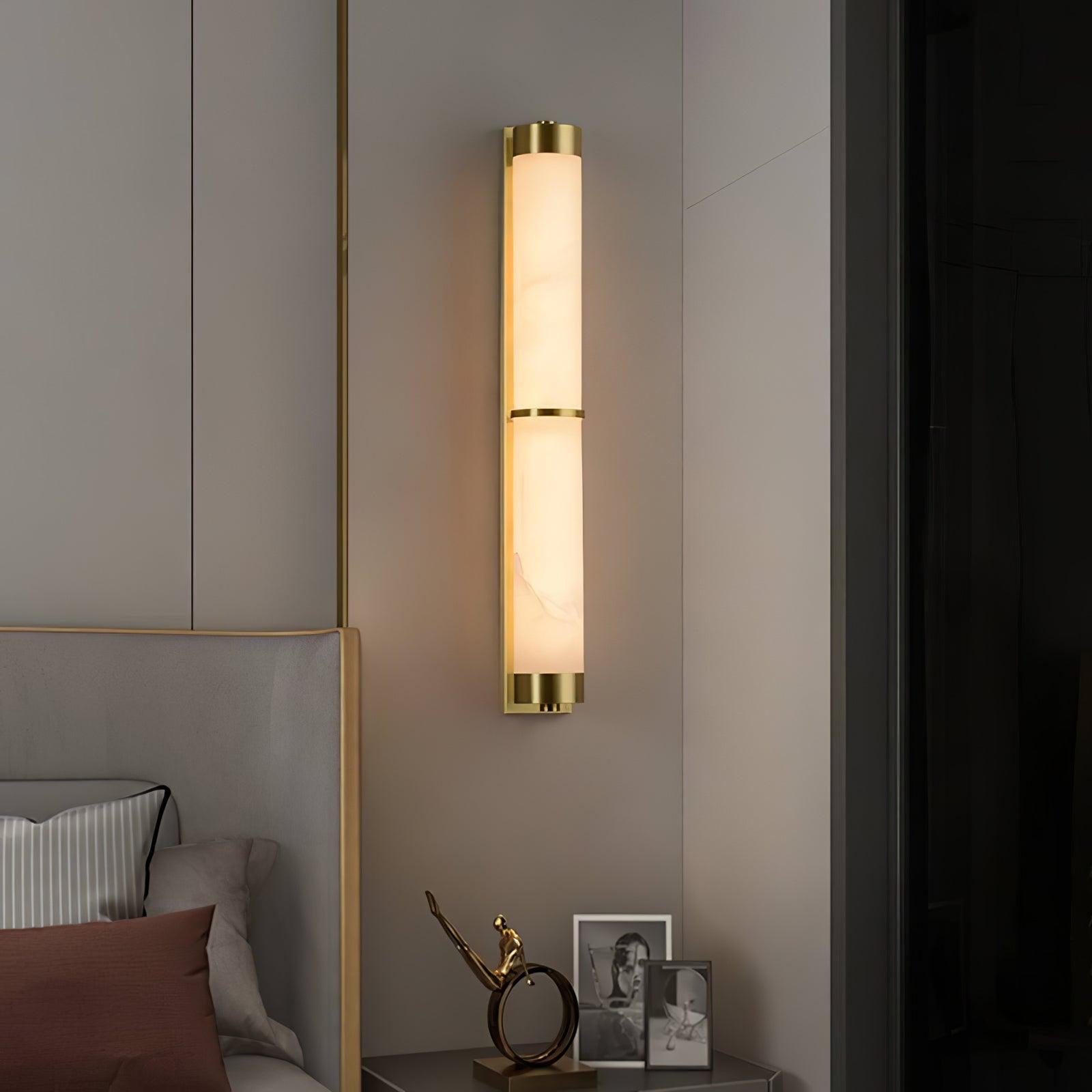 Cylindra Alabaster Brass Wall Light