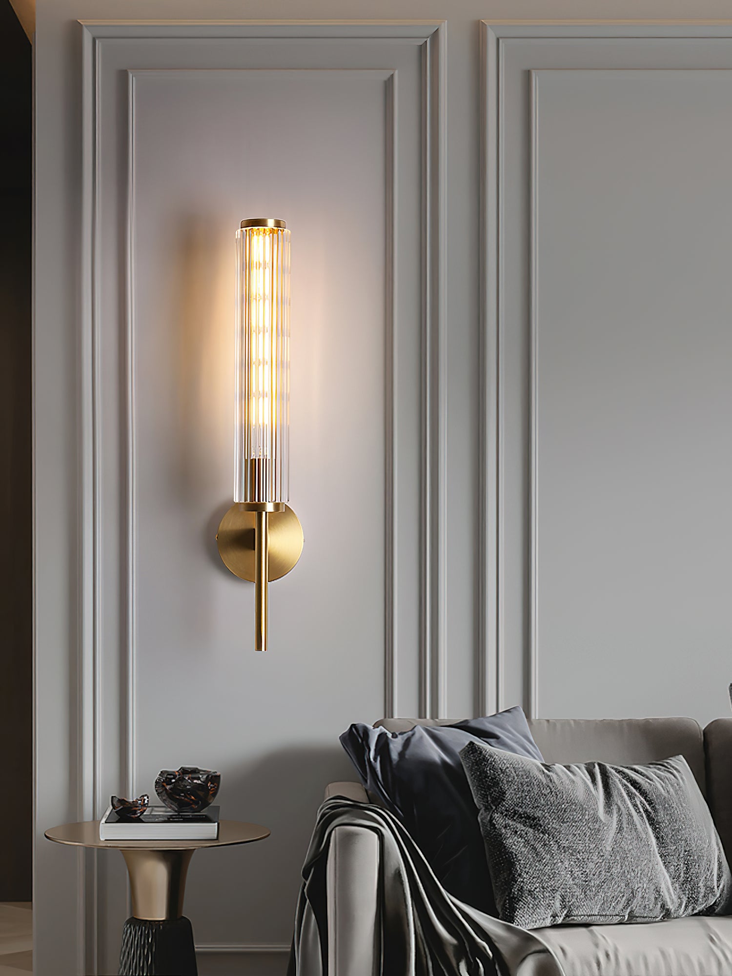 Glass Linear Brass Wall Light