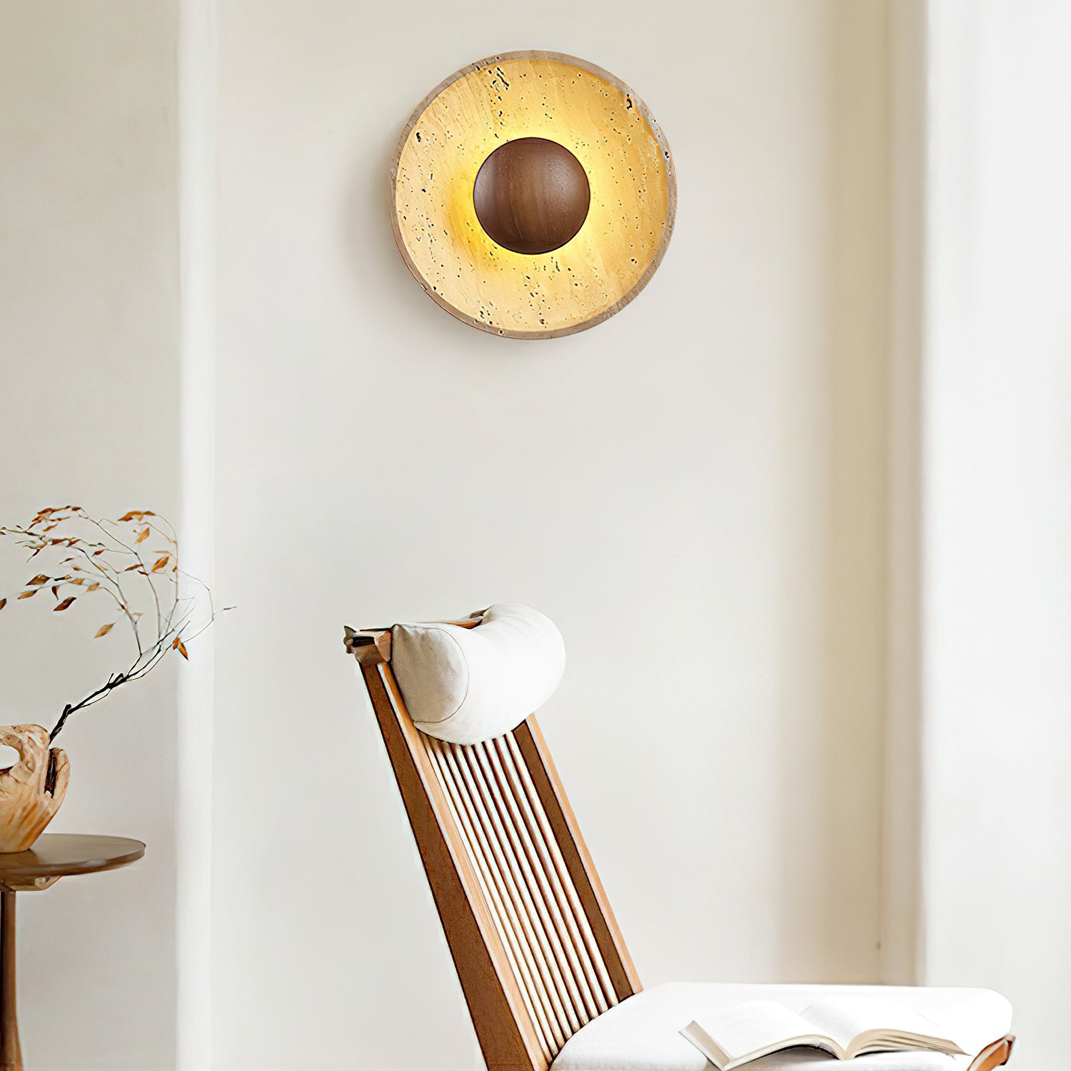 Halo Travertine Wall Light