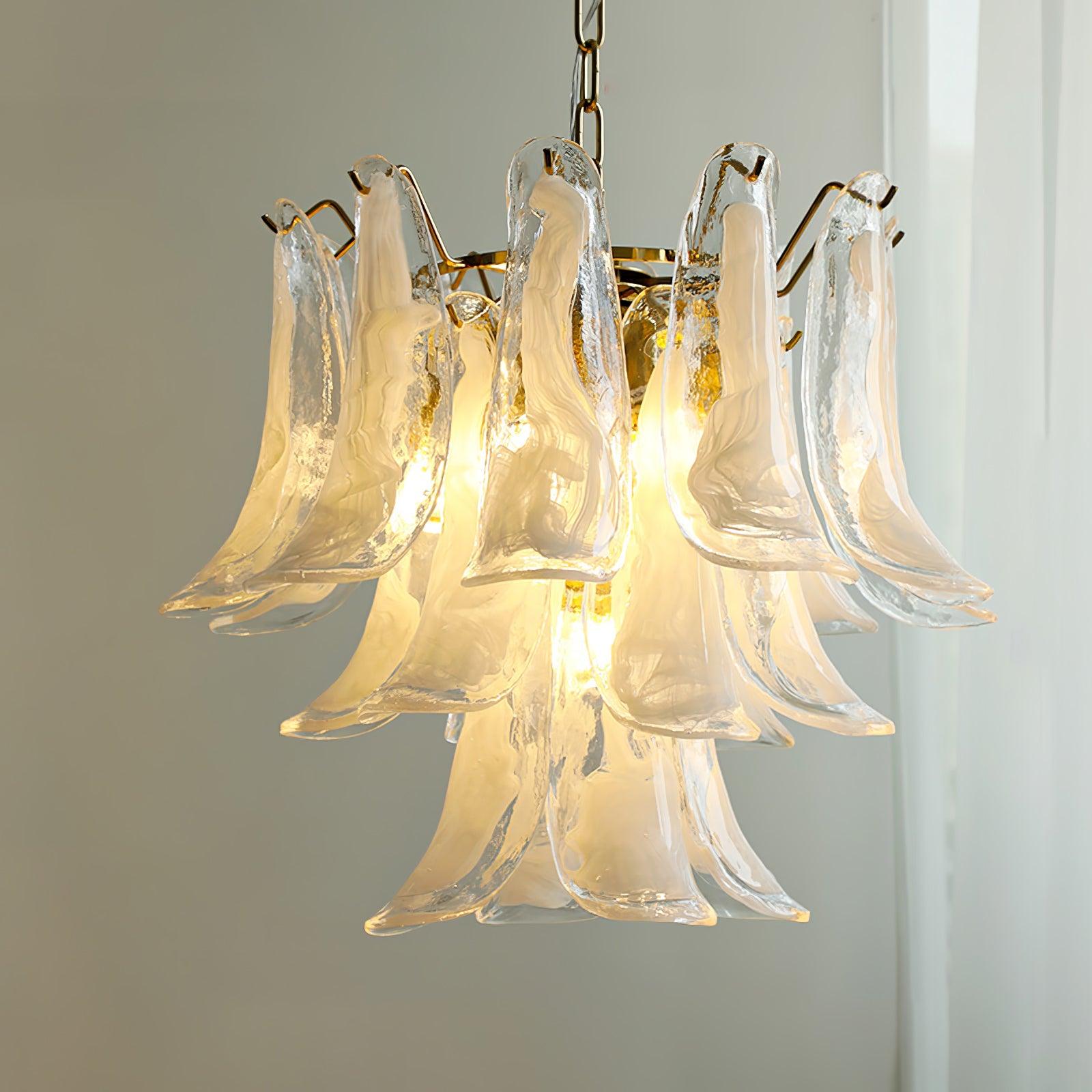 Glass Leaf Cascade Chandelier