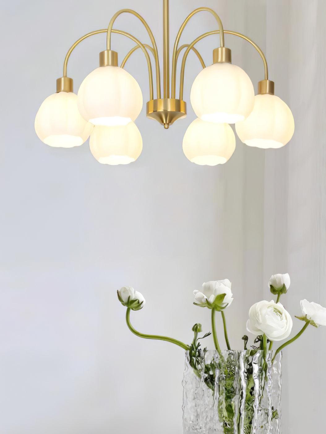 Glass Pumpkin Gold Chandelier